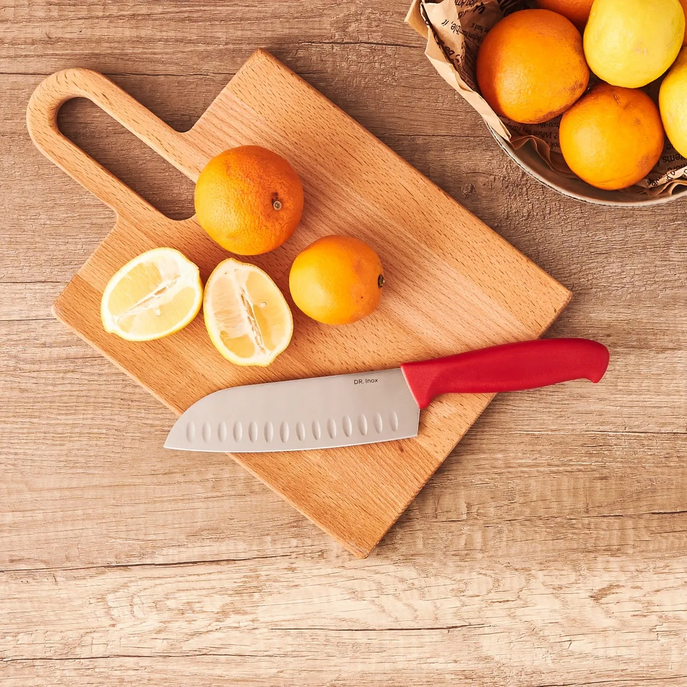 Dr. Inox Santoku Knife, 20cm, Red