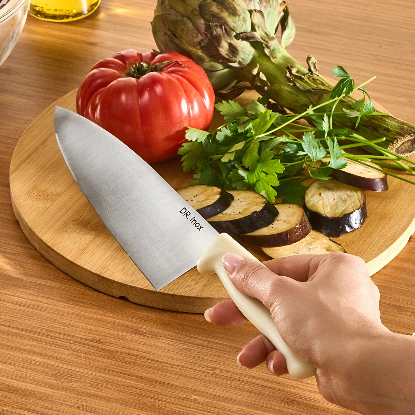 Dr. Inox Stainless Steel Chef's Knife, 33cm, Cream - Image 2