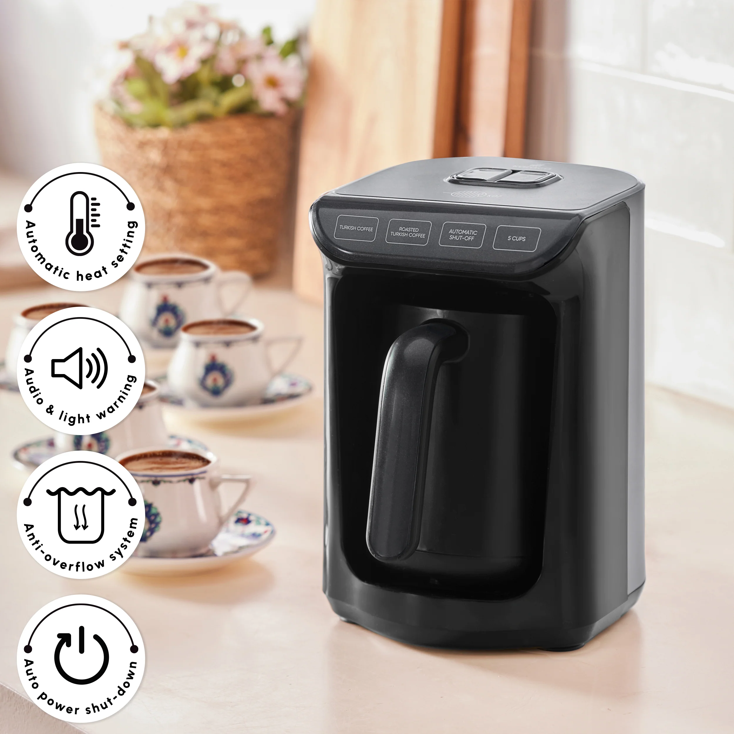 Hatır Köz Turkish Coffee Maker, 550W, Shiny Black - Image 5