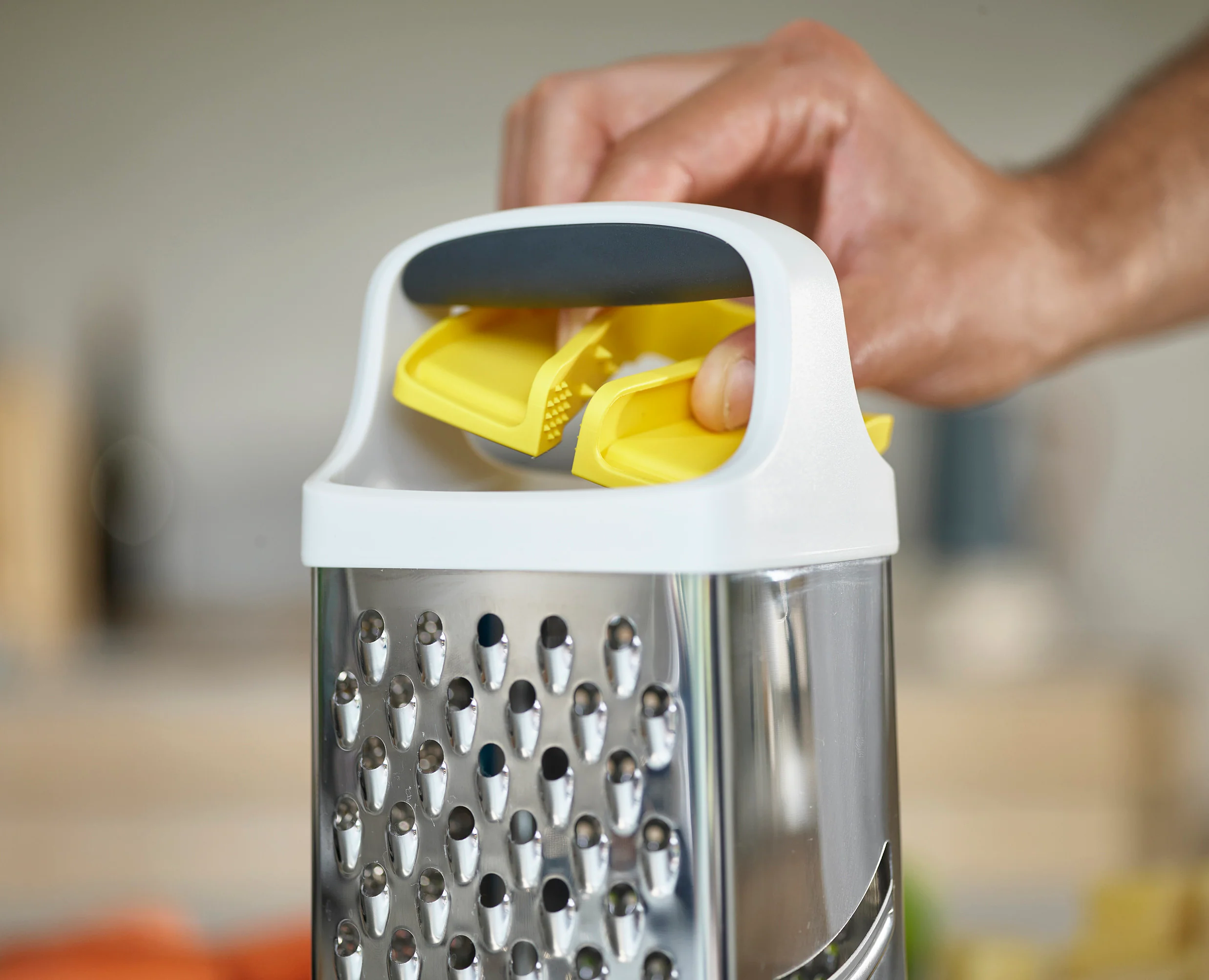 Joseph Joseph Multi-Grip Box Grater with Precision Food-Grip, Grey Yellow - Image 5