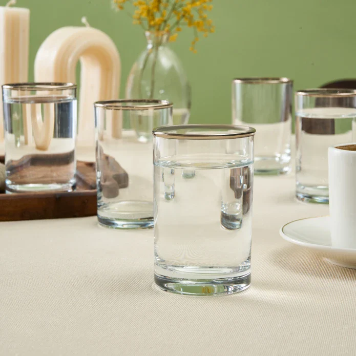Karaca Işıl 6-Piece Glass Small Water Glass Set for 6 Person, 110ml, Platinium - Image 3