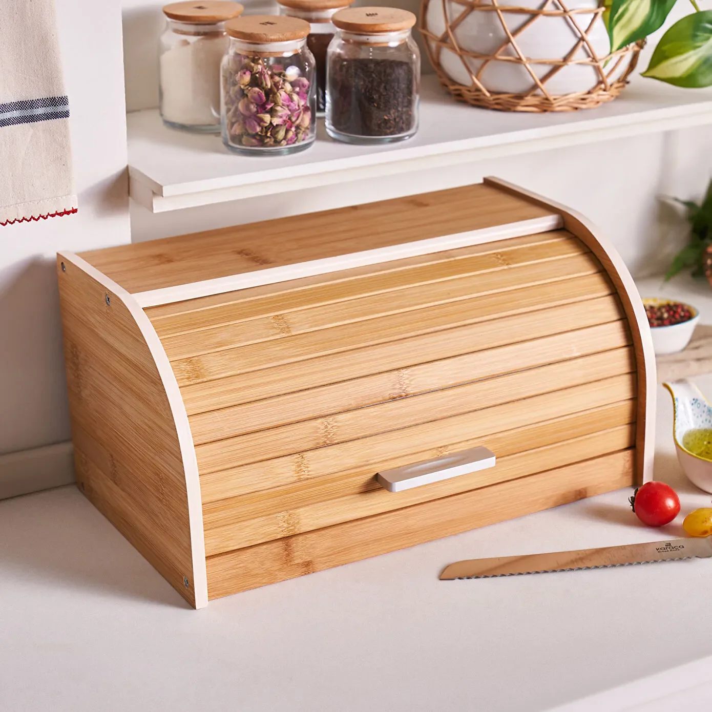 Karaca Aksel Bamboo Bread Bin, 38,5x23x19,5cm, Wood - Image 6