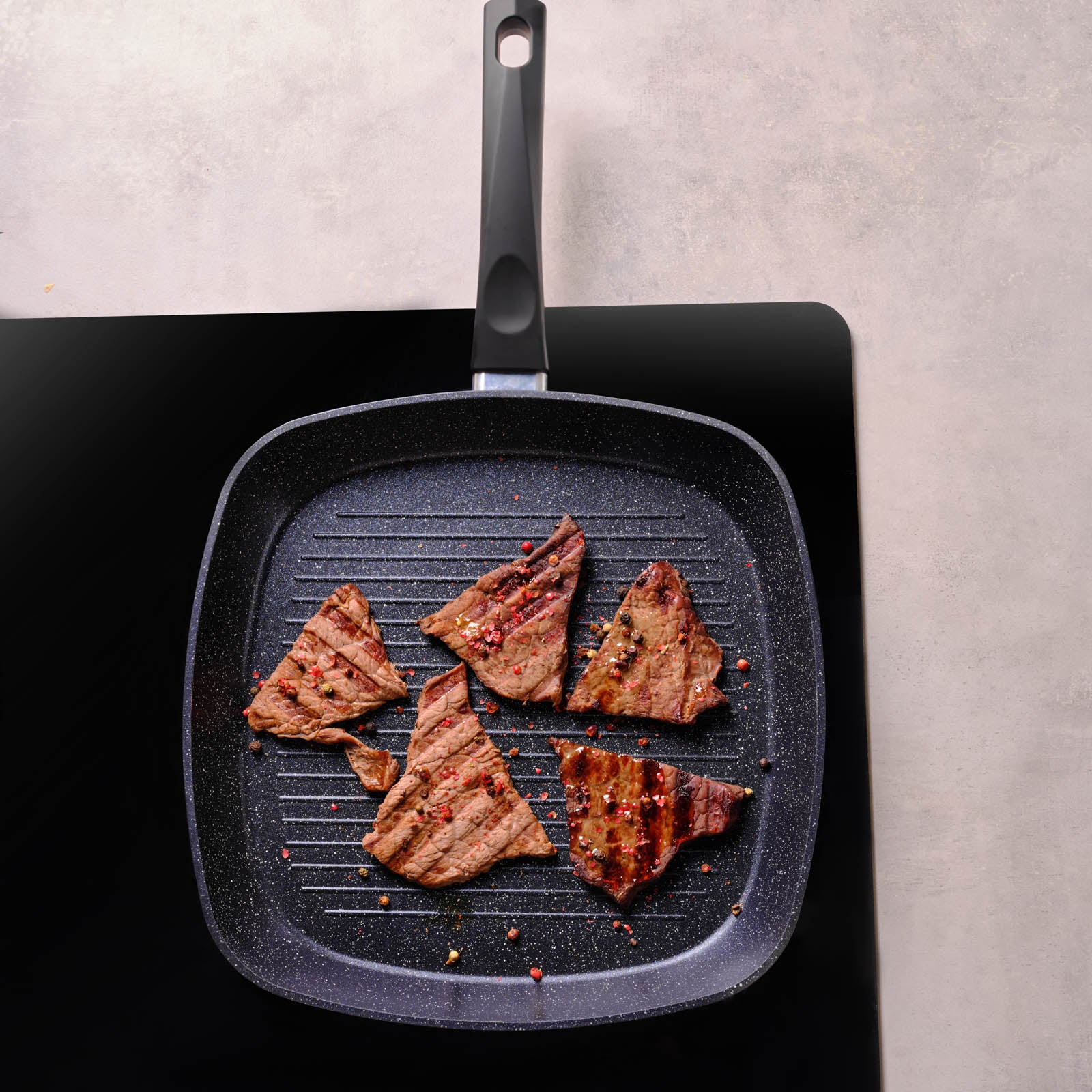 Karaca Aqua Granite Non-Stick Induction Grill Pan, 28cm, Blue - Image 3