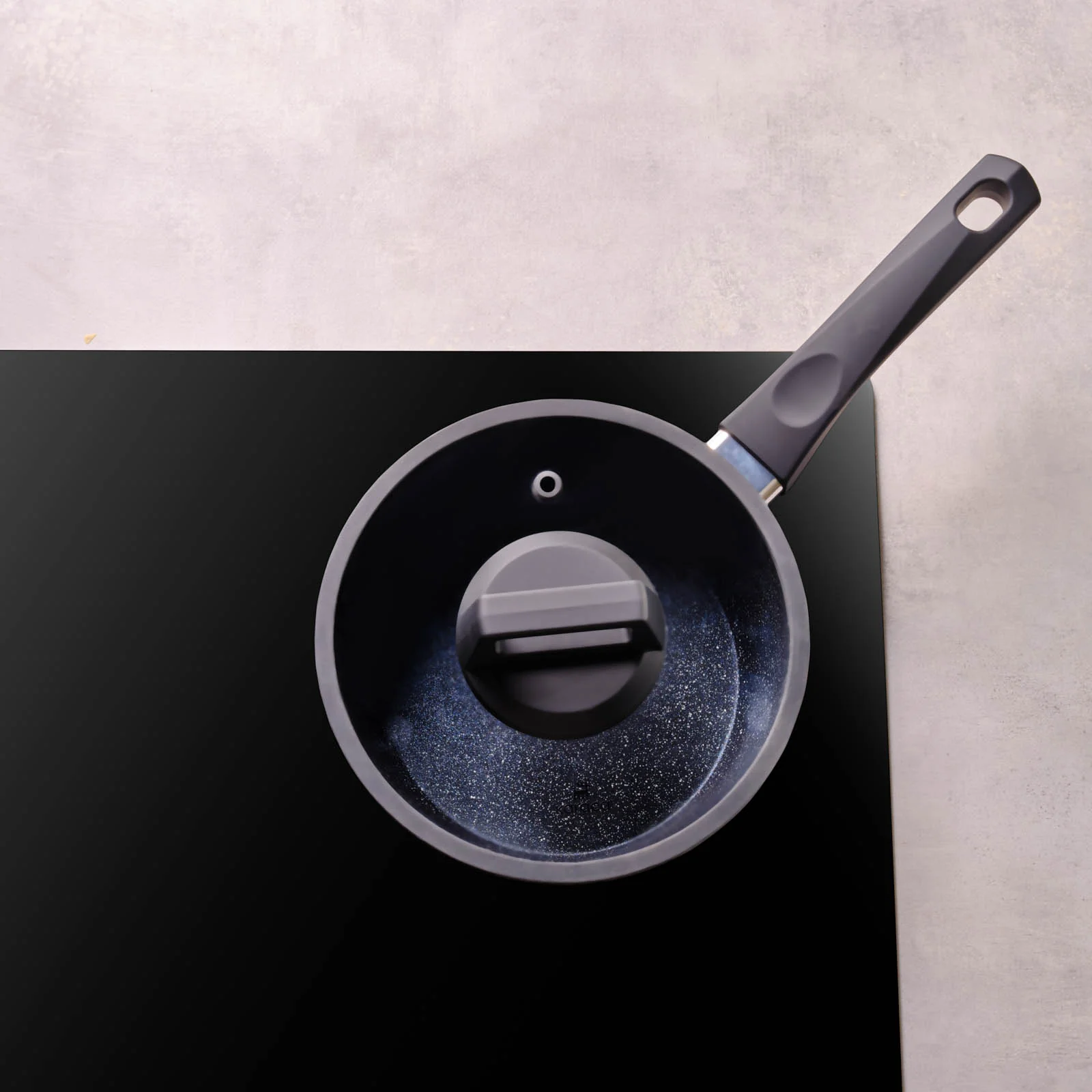 Karaca Aqua Granite Non-Stick Induction Saucepan & Lid, 18cm, Blue - Image 4