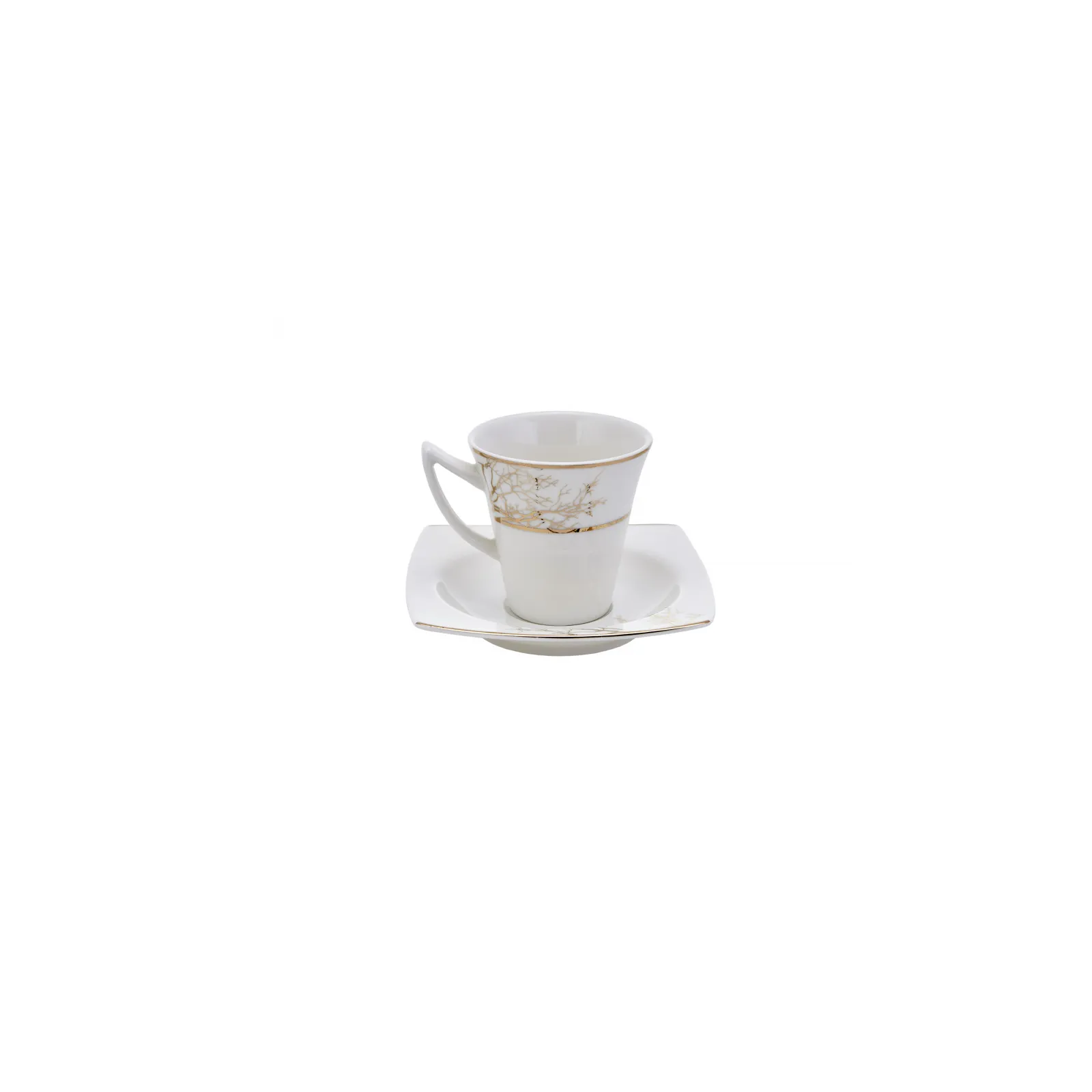 Karaca Autumn 12 Piece Porcelain Espresso Turkish Coffee Cup Set for 6 People, 85ml, Gold White - Image 6