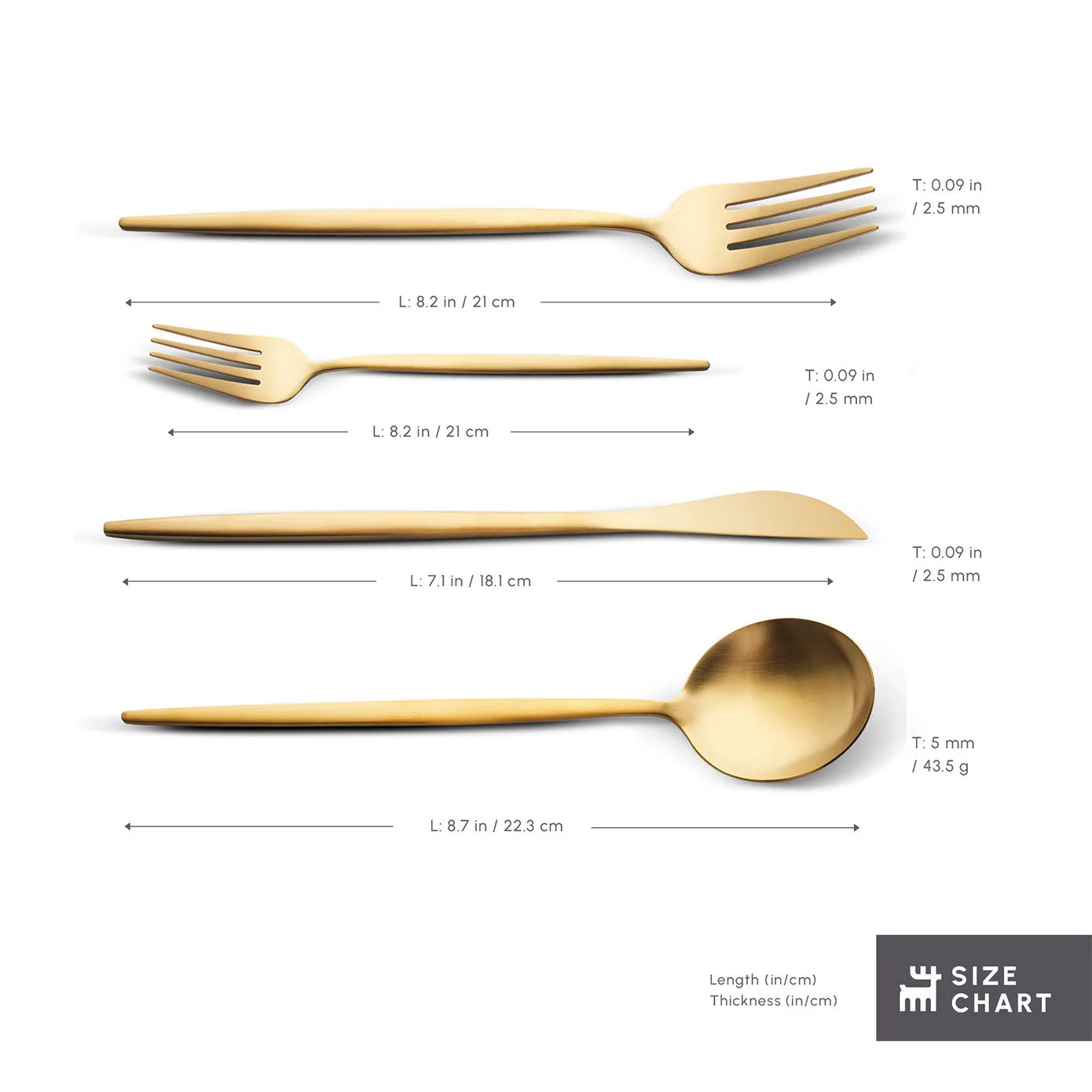 Karaca Bella 24-Piece Cutlery Set for 6 People, Matte Gold - Image 3