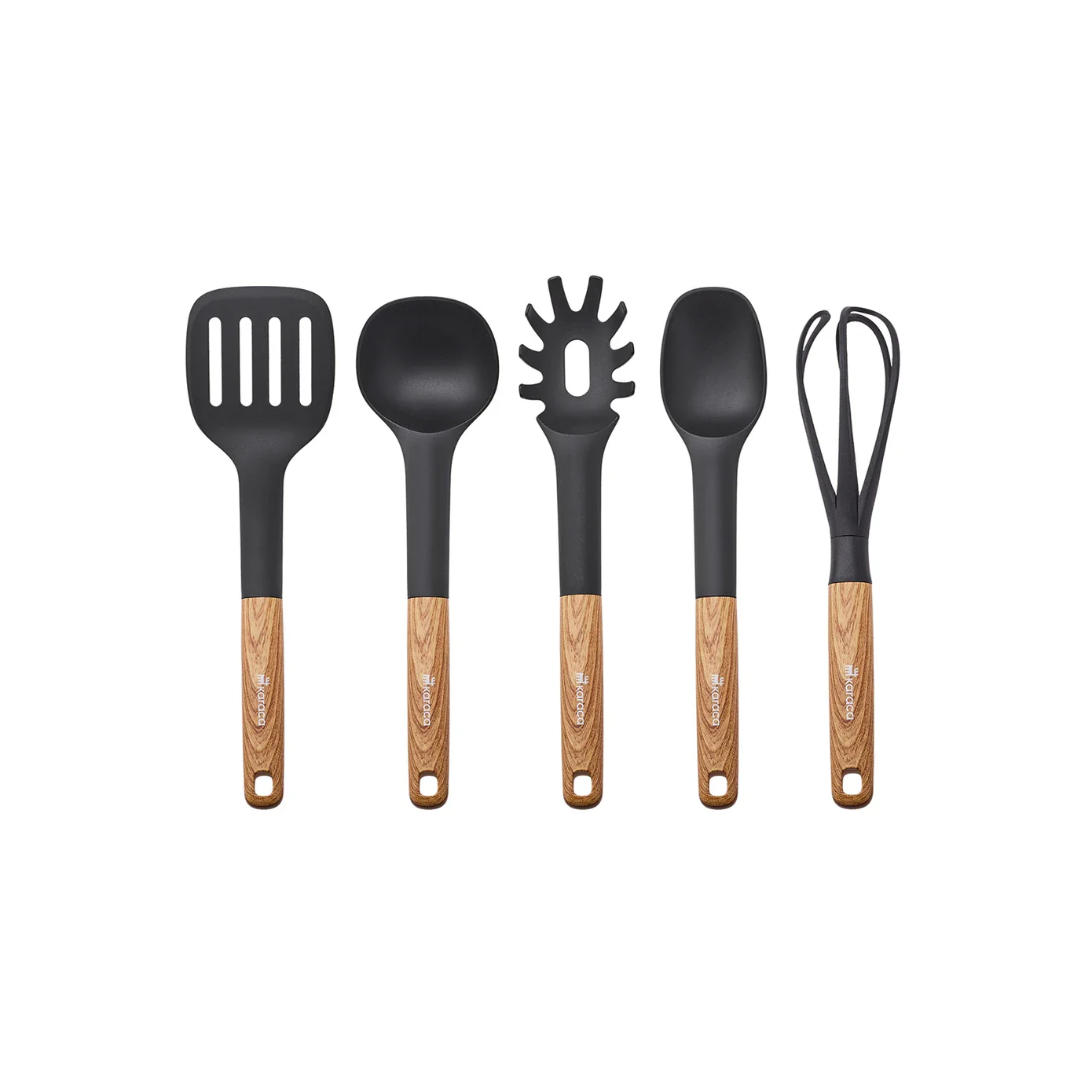 Karaca Brownwood 5-Piece Kitchen Utensil Set, Brown - Image 3