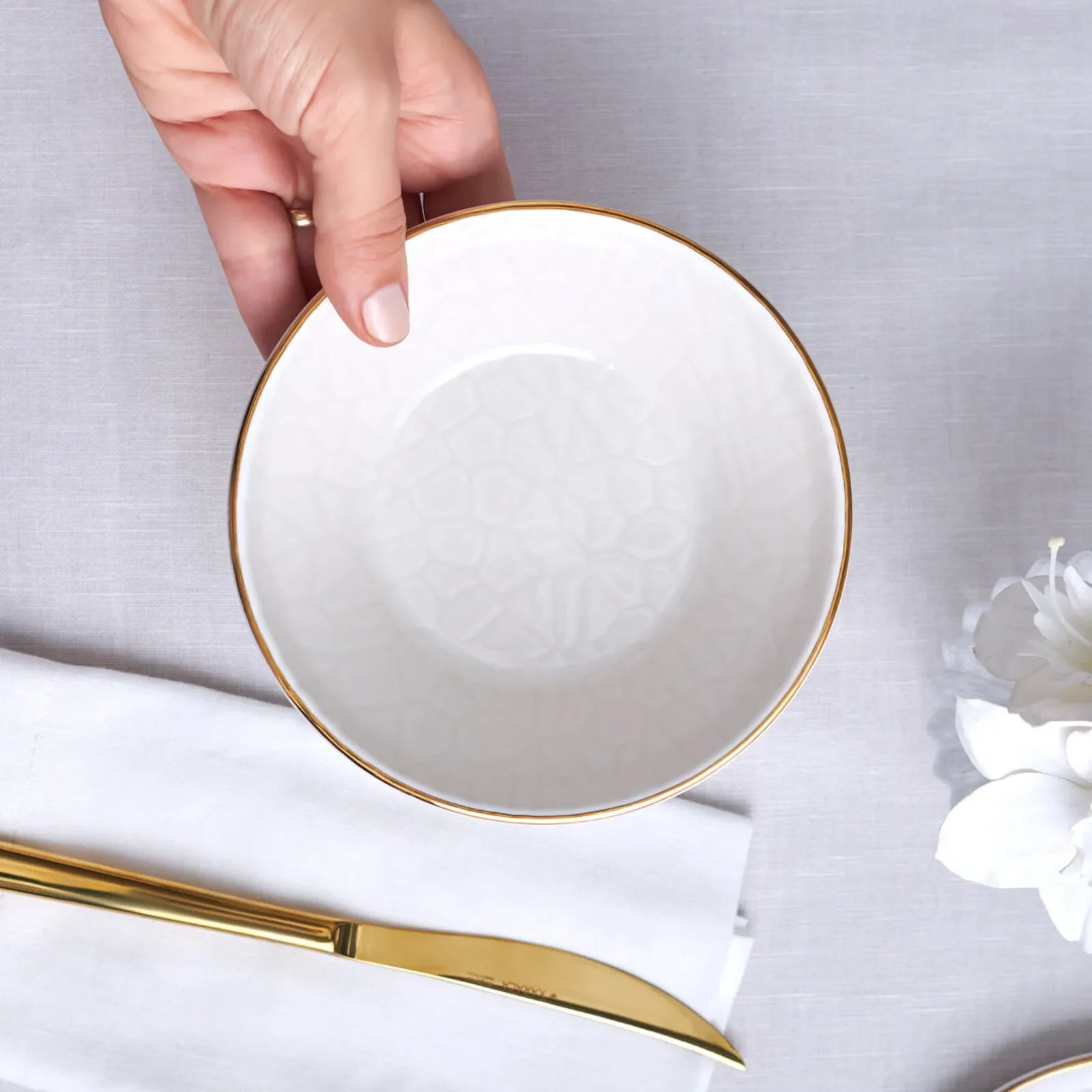Karaca Calvin Ceramic CerealSoup Bowl, 14cm, Multi - Image 3