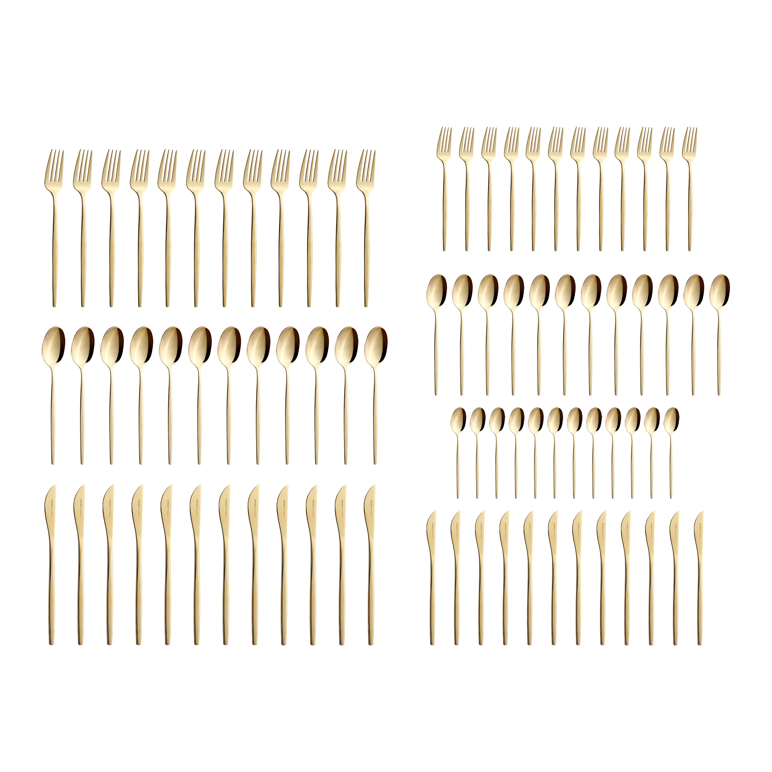 Karaca Camille 84-Piece Stainless Steel Cutlery Set for 12 People, Gold - Image 8