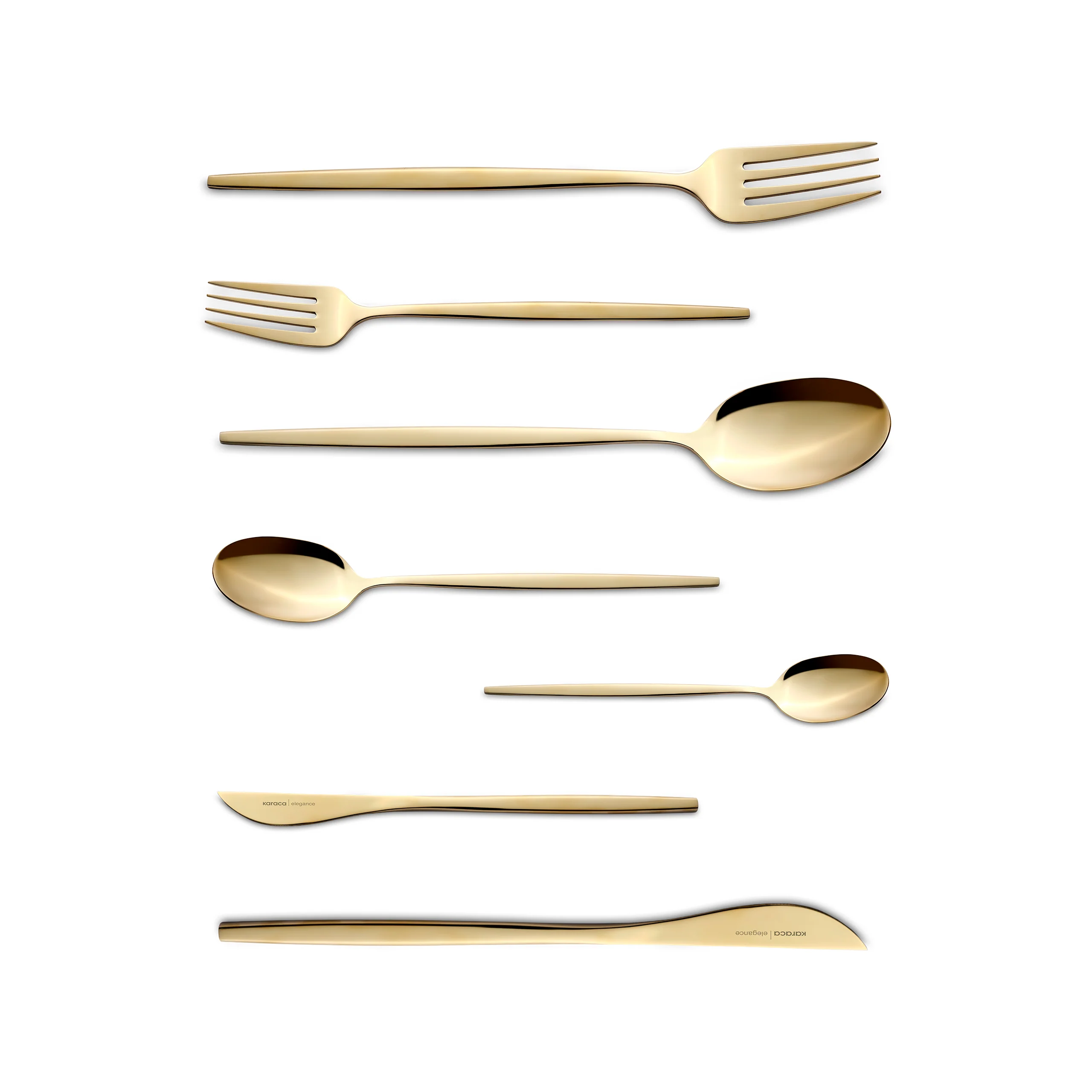 Karaca Camille 84-Piece Stainless Steel Cutlery Set for 12 People, Gold - Image 9