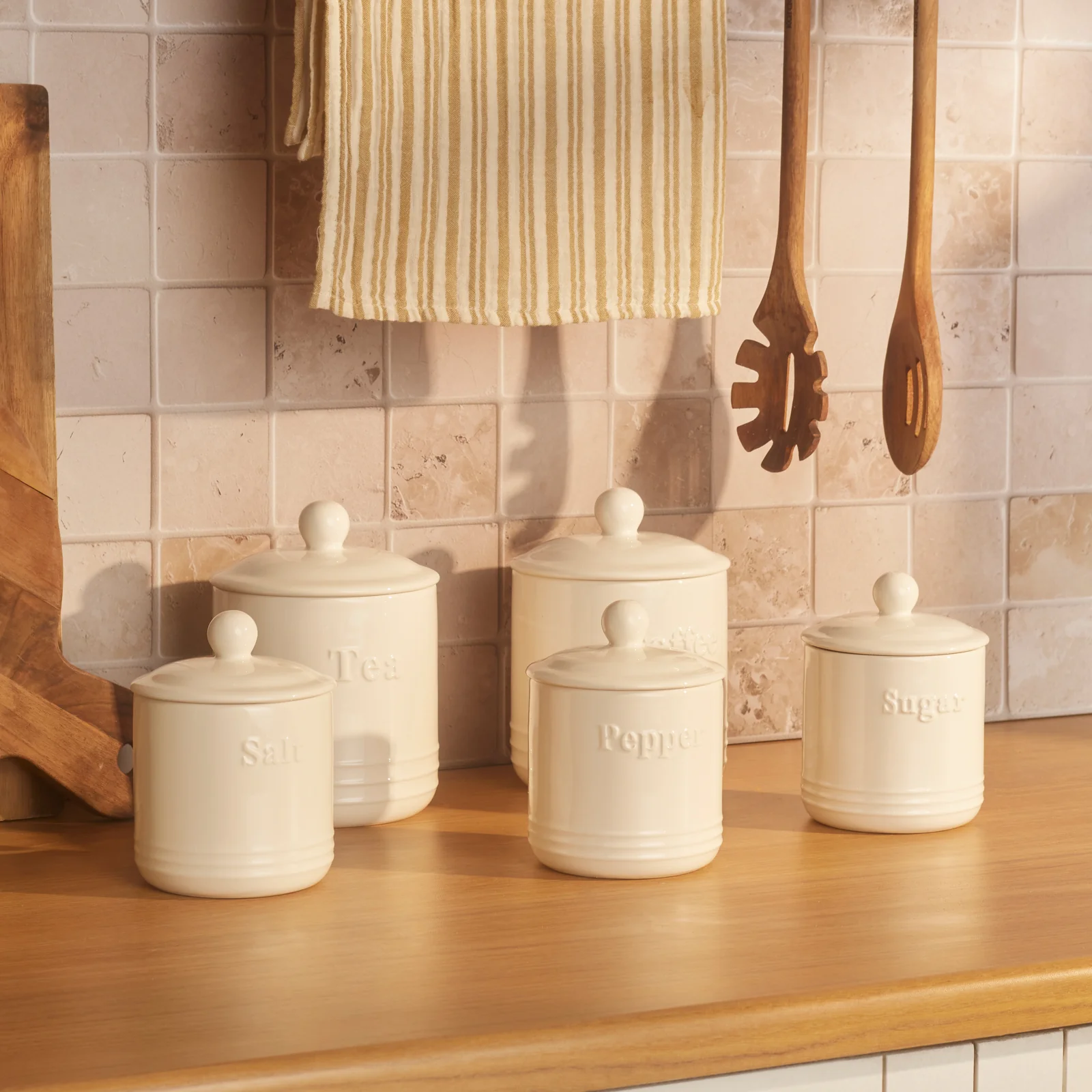 Karaca Ceraflavour 5 Piece Porcelain Storage Jar, White - Image 2