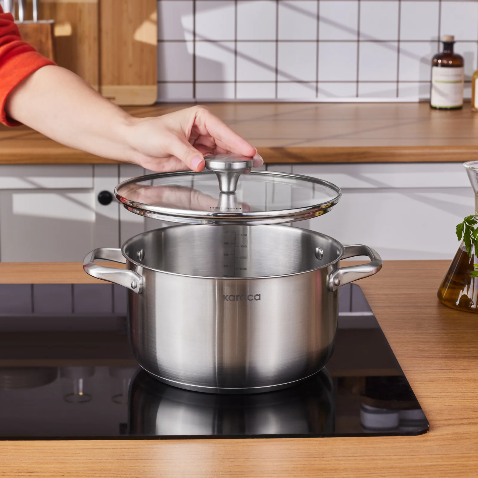 Karaca Elite Stainless Steel Induction Stock Pot & Lid, 22cm, Silver - Image 2