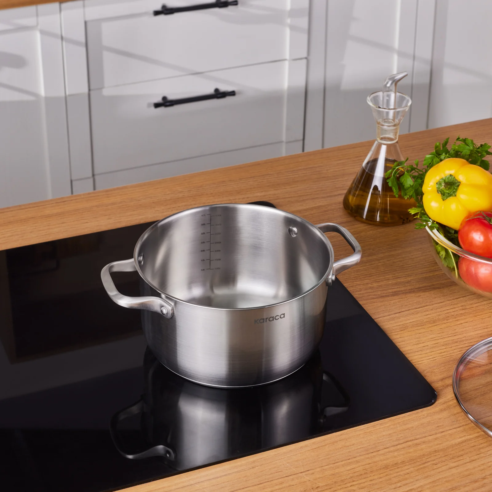 Karaca Elite Stainless Steel Induction Stock Pot & Lid, 22cm, Silver - Image 3