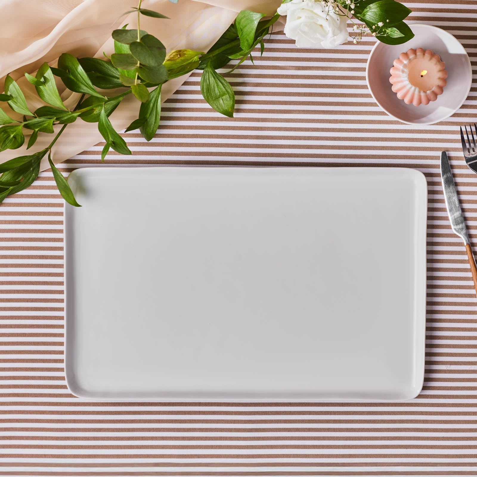 Karaca Epsilon Porcelian Rectangle Serving Platter, 44cm, White