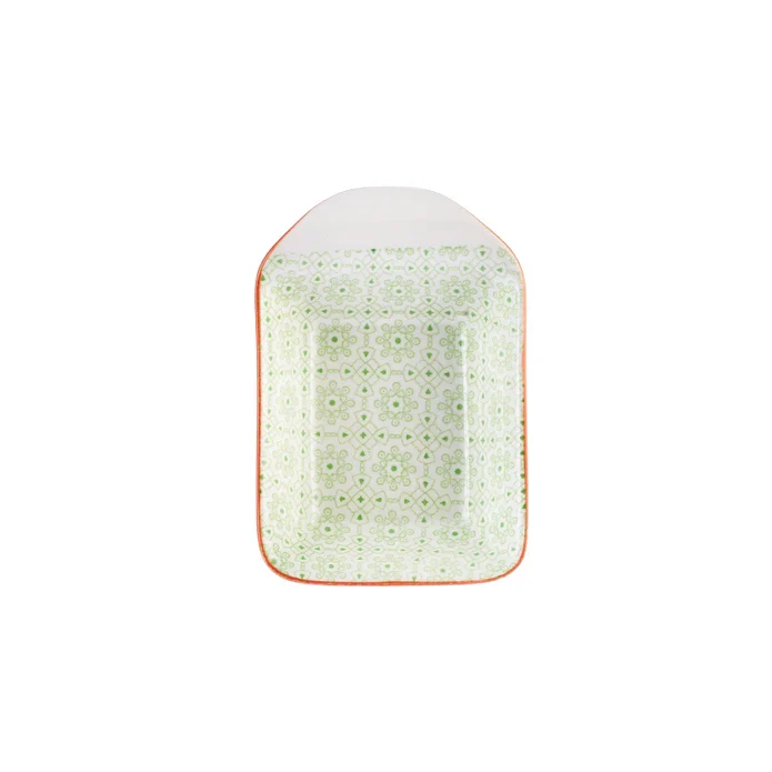 Karaca Floral Porcelain Rectangle Snack/Sauce Bowl, 10cm, Green - Image 3