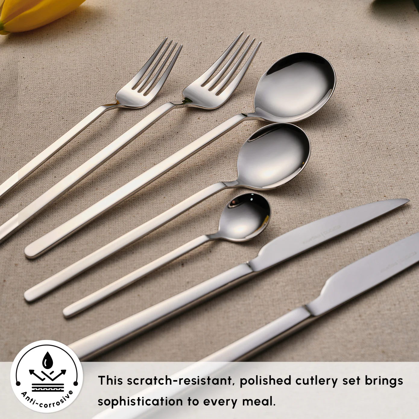 Karaca Gale 84-Piece Stainless Steel Cutlery Set for 12 People, Platin - Image 5