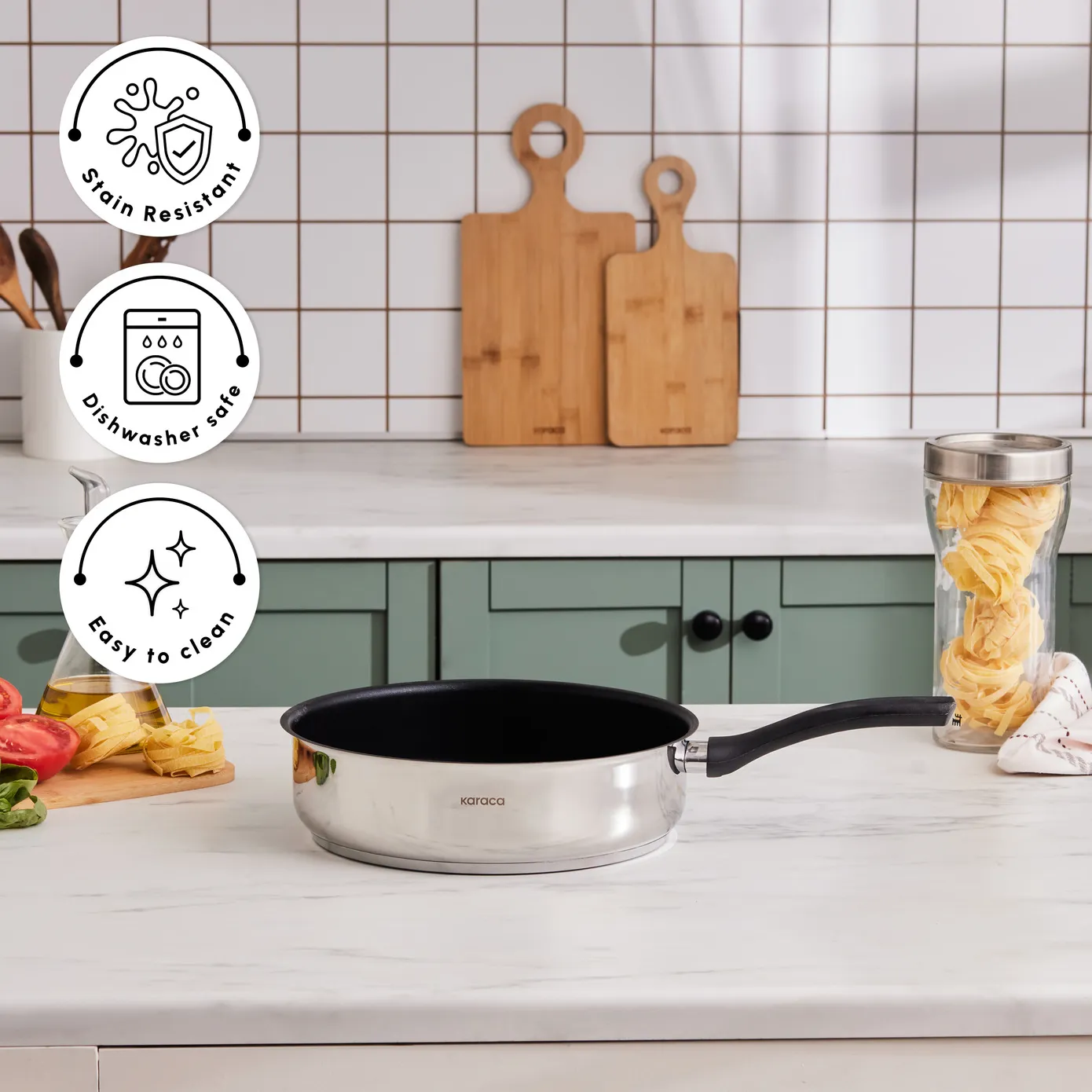 Karaca Gastro Stainless Steel Frying Pan, 28cm, Silver - Image 7