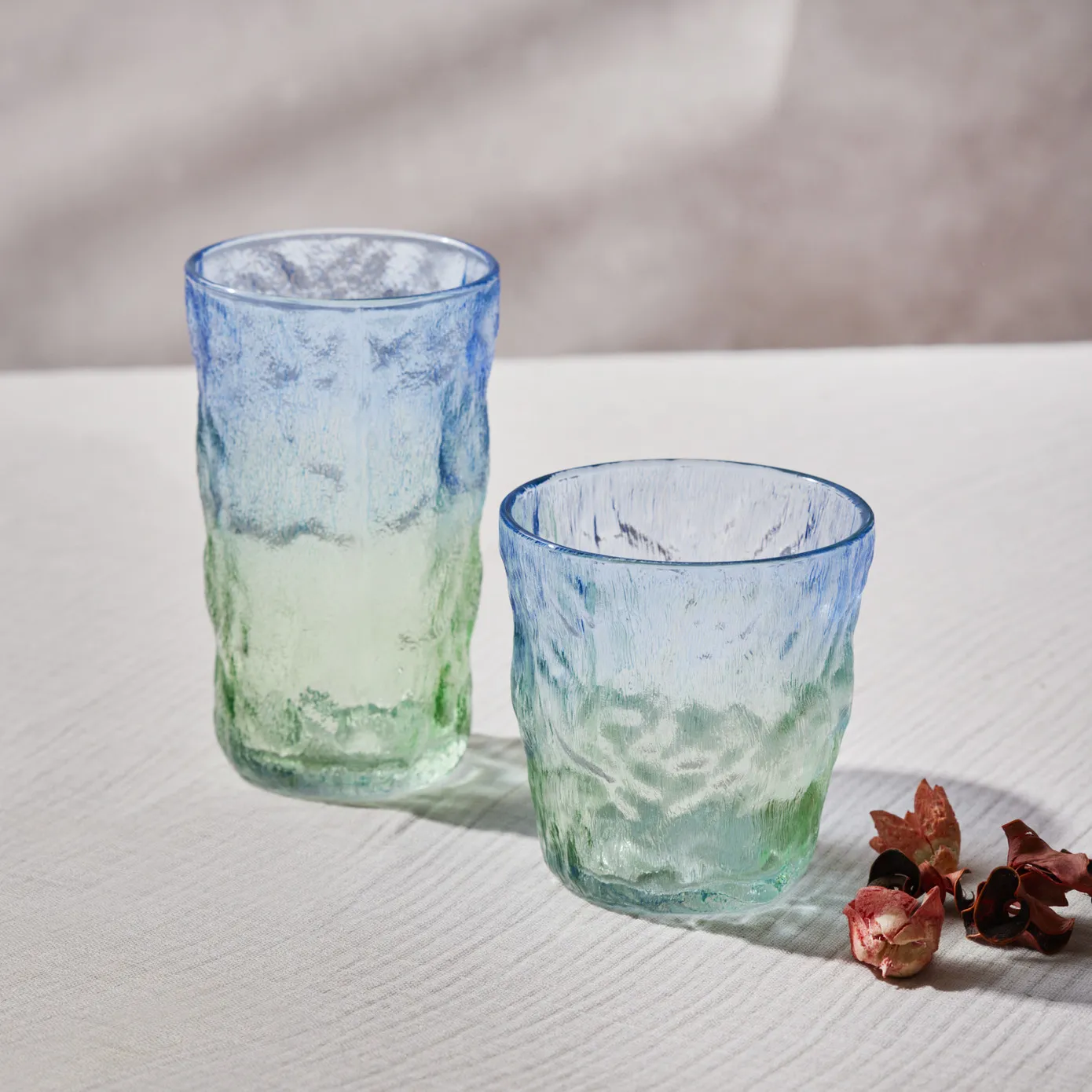 Karaca Glacier Glass Tumbler Glass, 287ml, Blue Green - Image 4