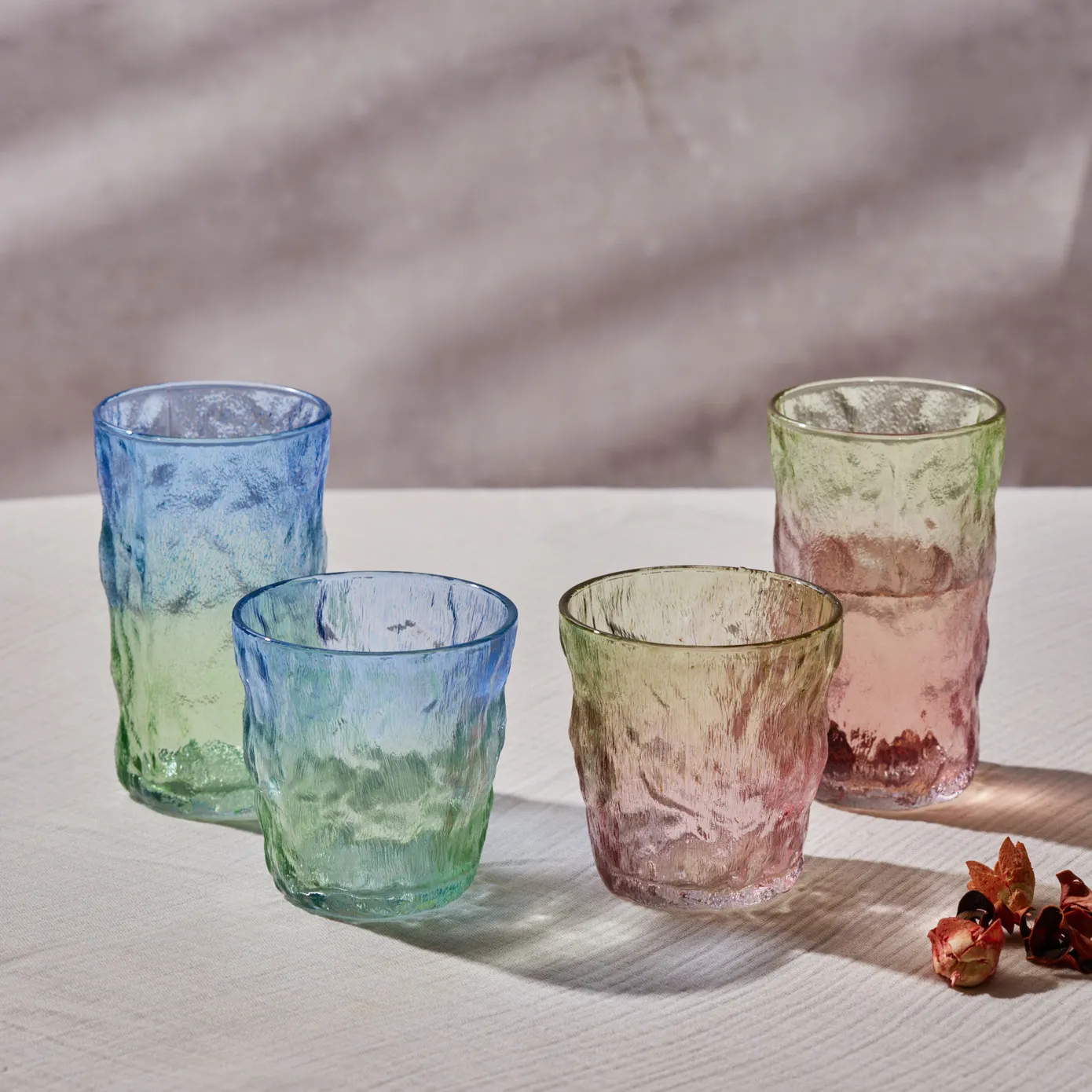 Karaca Glacier Glass Tumbler Glass, 287ml, Red Green - Image 5