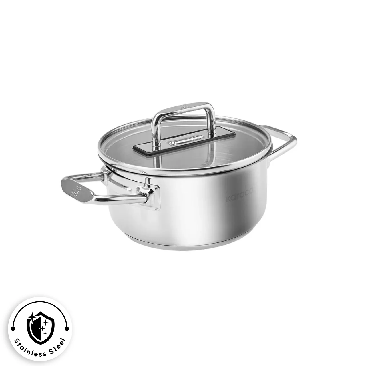 Karaca Grace Stainless Steel Induction Stockpot with Lid, 22cm, Silver - Image 2