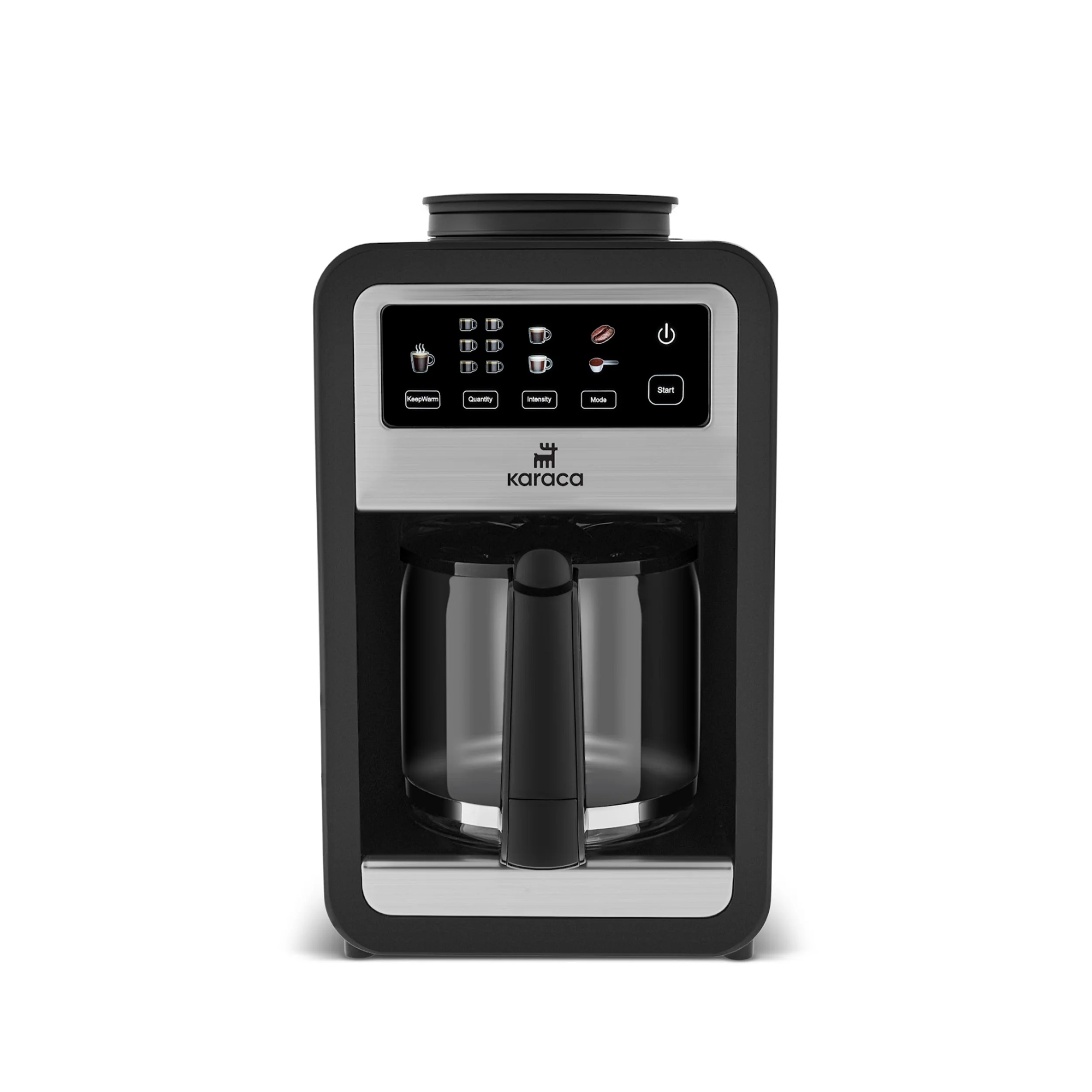 Karaca Grindbrew Pro Filter Coffee Machine with Built-in Grinder, 0,85L, 640W, Inox