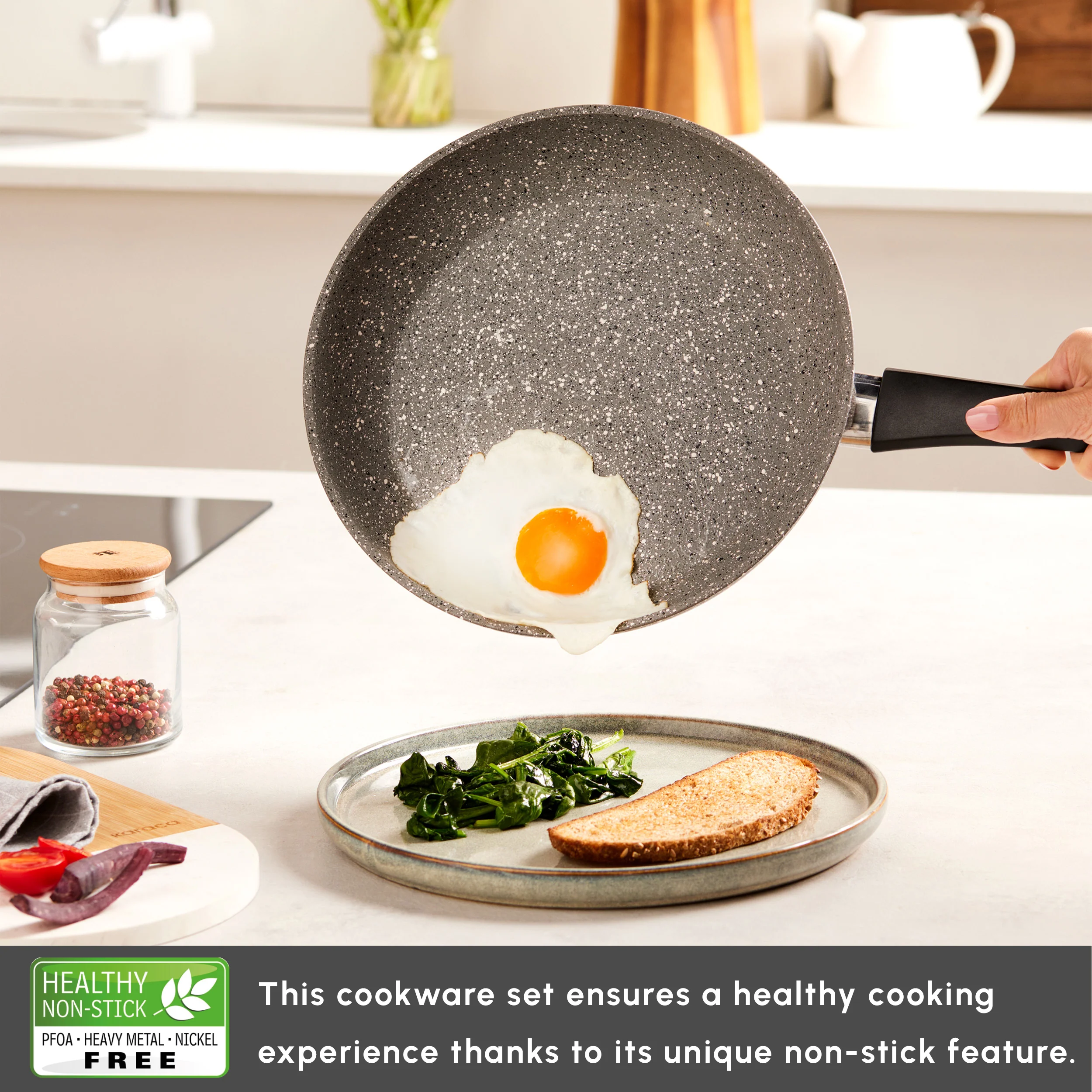 Karaca Gris Biogranite 2-Piece Induction Cookware Set, Grey - Image 5