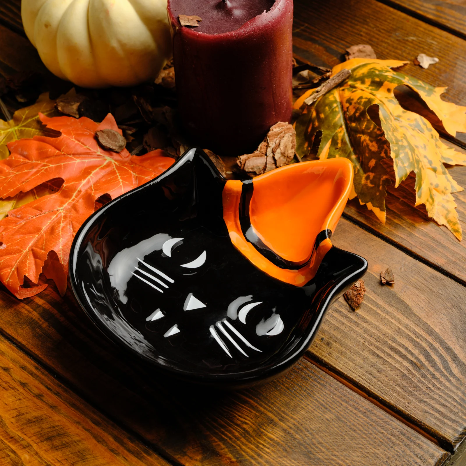 Karaca Halloween Catspy Ceramic Snack Bowl, 12cm, Multicolour