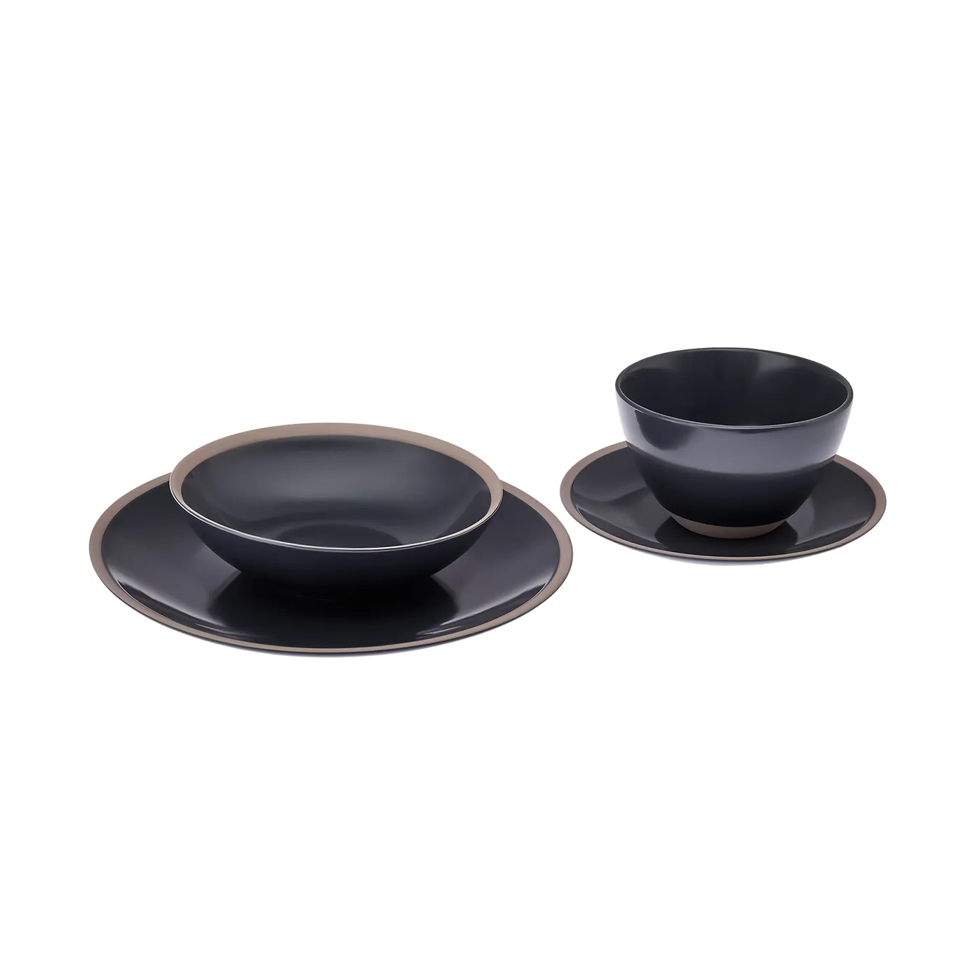 Karaca Hamburg 16-Piece Stoneware Dinner Set for 4 People, Black Multi - Image 13