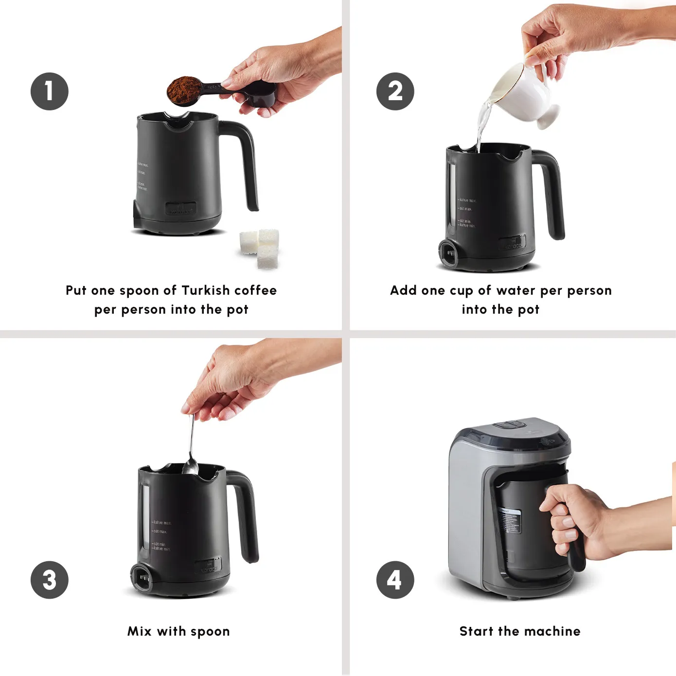 Karaca Hatır Hüps Turkish Coffee Maker and Milk Steamer, 535W, Anthracite - Image 4