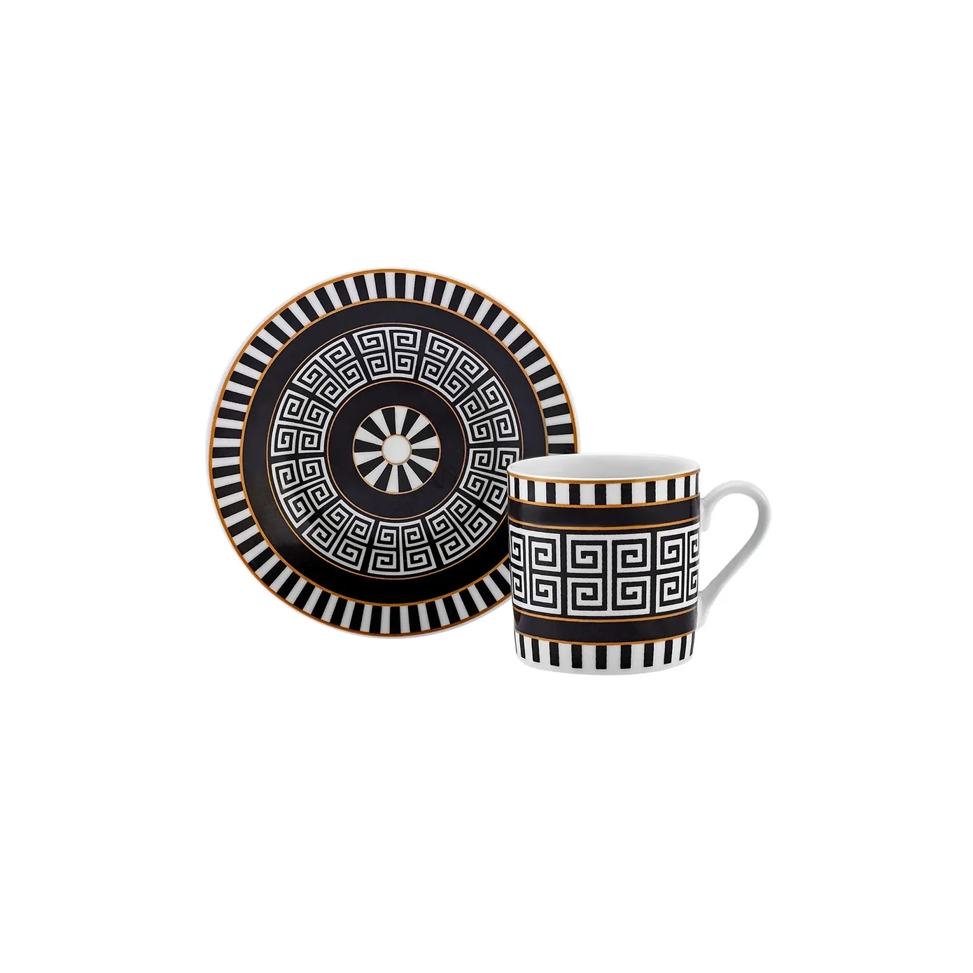 Karaca Helenistik 12-Piece Porcelain Espresso Turkish Coffee Cup Set for 6 People, 80ml, Black - Image 8
