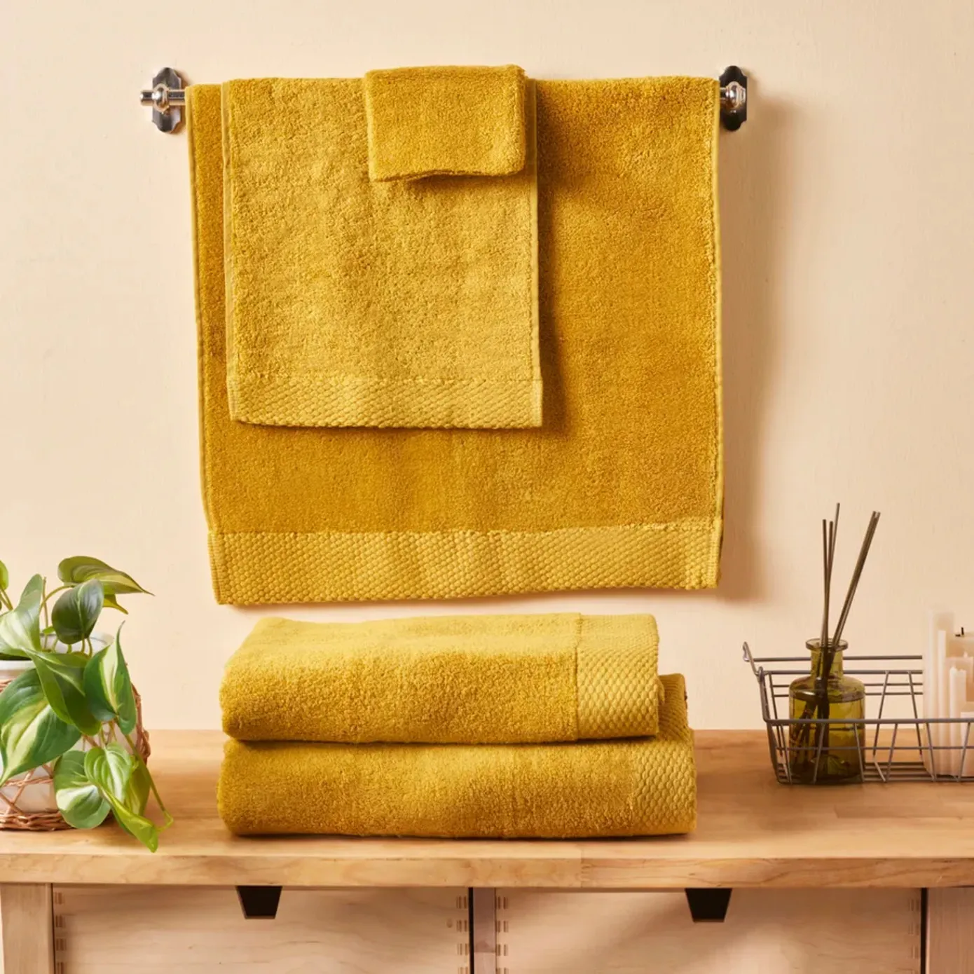 Karaca Home Chandler Modal Shower Towel, 70cmx140cm, Mustard - Image 2
