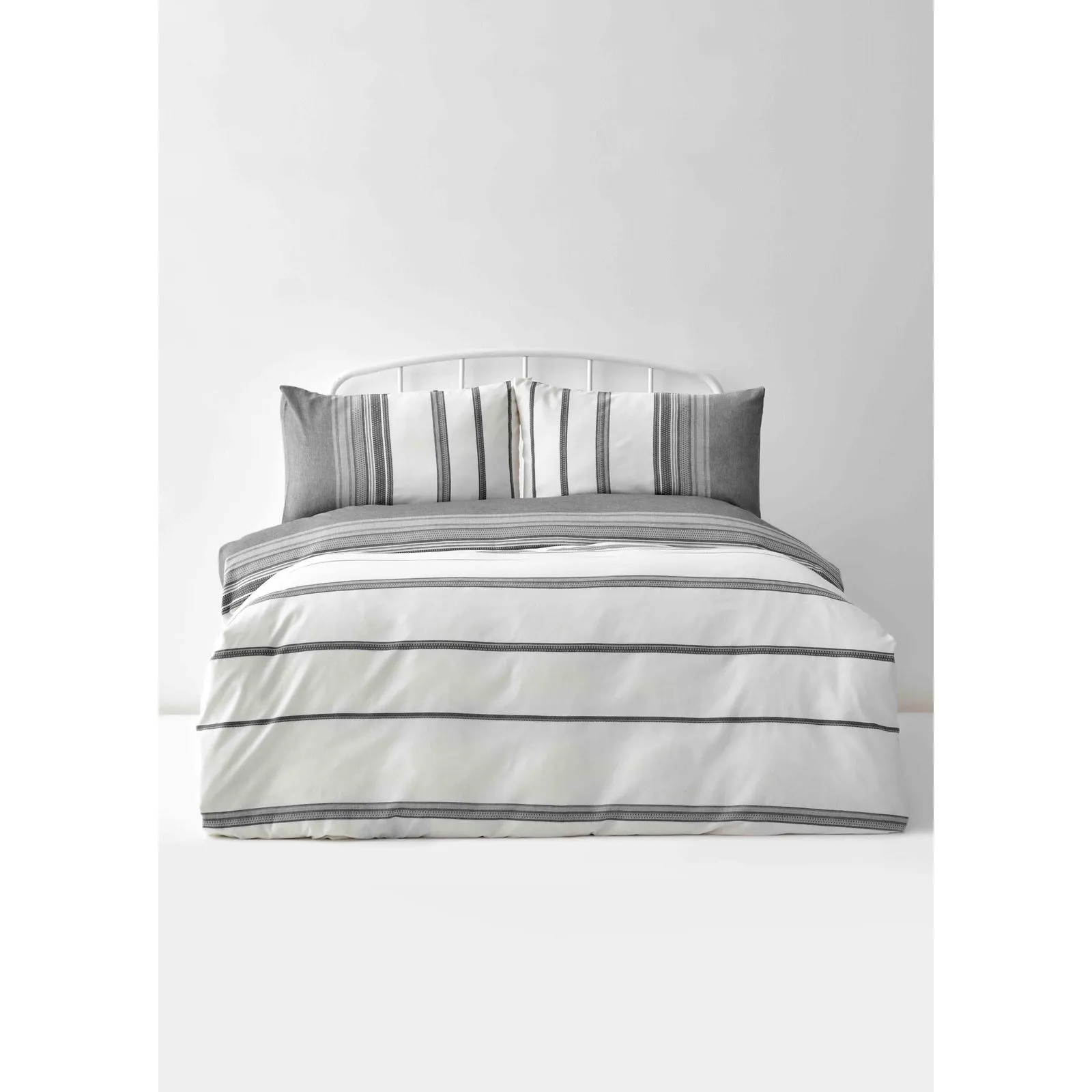 Karaca Home Dobby Woven 100% Turkish Cotton Duvet Cover Set, Double, Black White