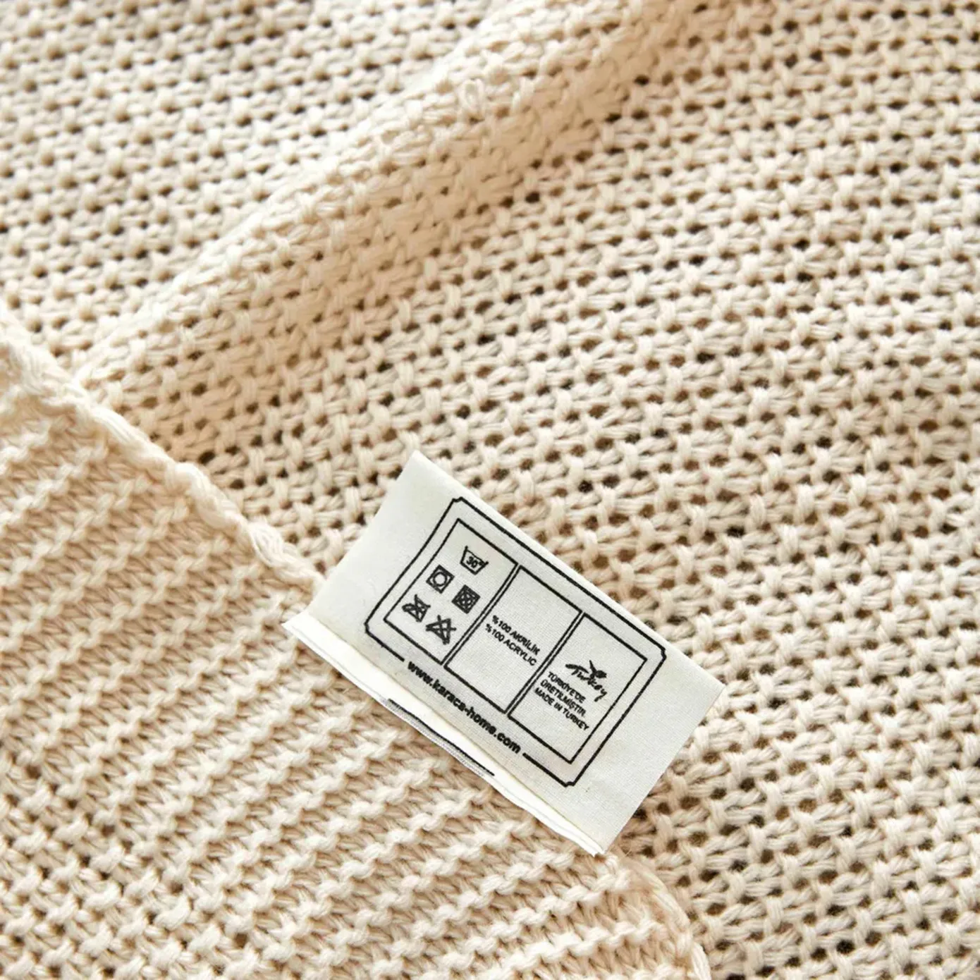 Karaca Home Double Seed Stitch Throw, 130cmx170cm, Stone Color - Image 3