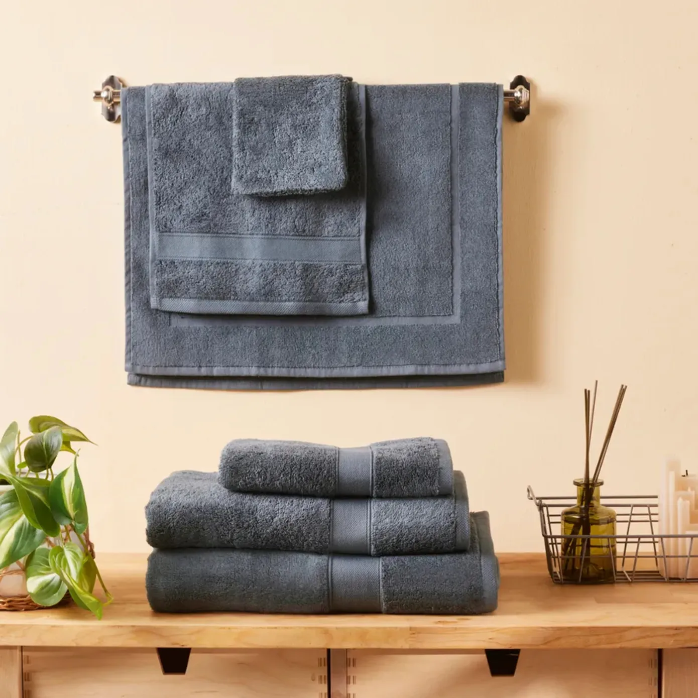 Karaca Home Joey Egyptian Cotton Hand Towel, 50cmx100cm, Anthracite - Image 2