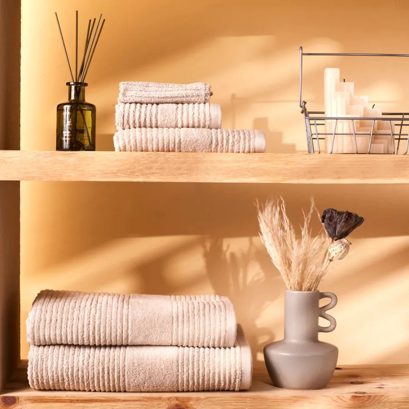 Karaca Home Rachel Supreme 100% Cotton Towel Set, Beige