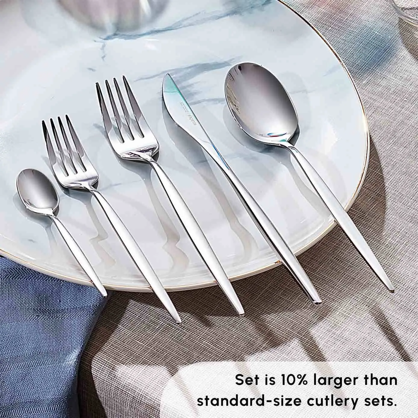 Karaca Lizbon 60-Piece Stainless Steel Cutlery Set for 12 People, Platinum - Image 5