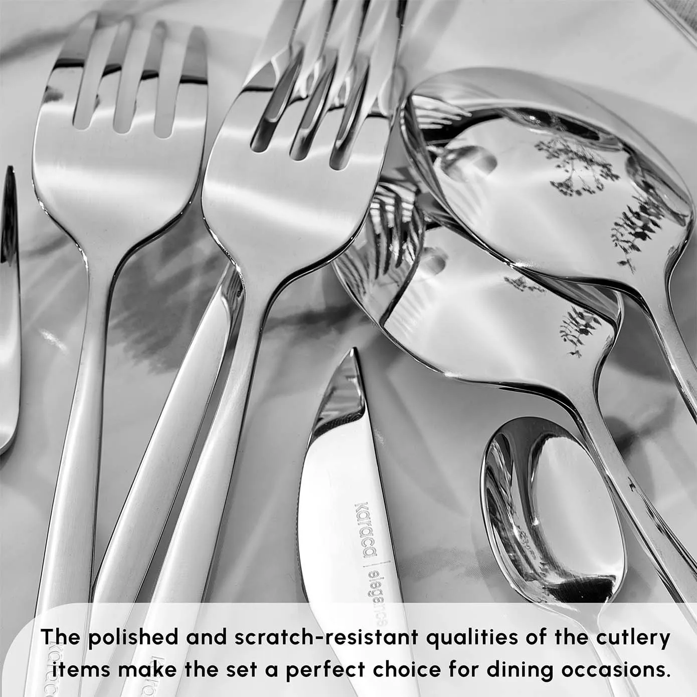 Karaca Lizbon 60-Piece Stainless Steel Cutlery Set for 12 People, Platinum - Image 8