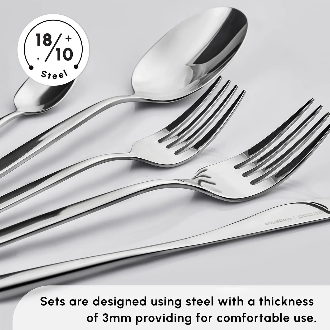 Karaca Lizbon 60-Piece Stainless Steel Cutlery Set for 12 People, Platinum - Image 9