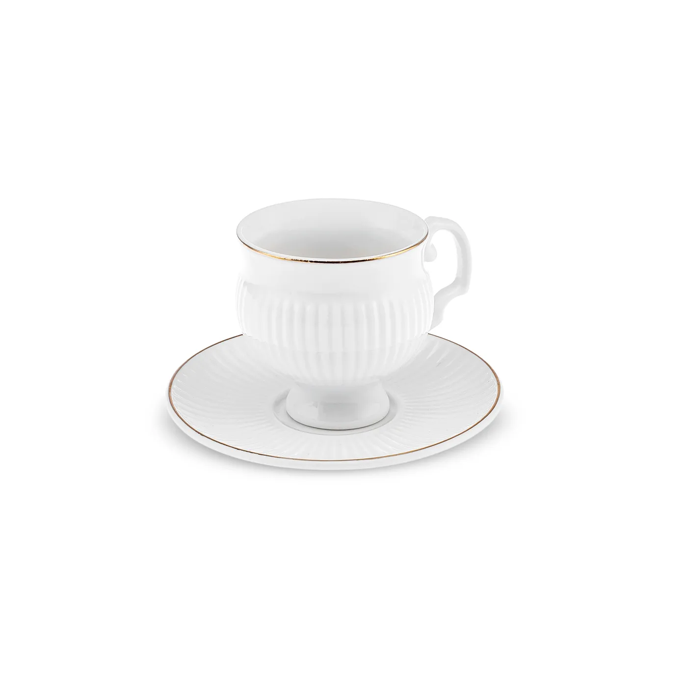 Karaca Malta 12-Piece Bone Espresso Turkish Coffee Cup Set for 6 People, 100ml, White Gold - Image 3