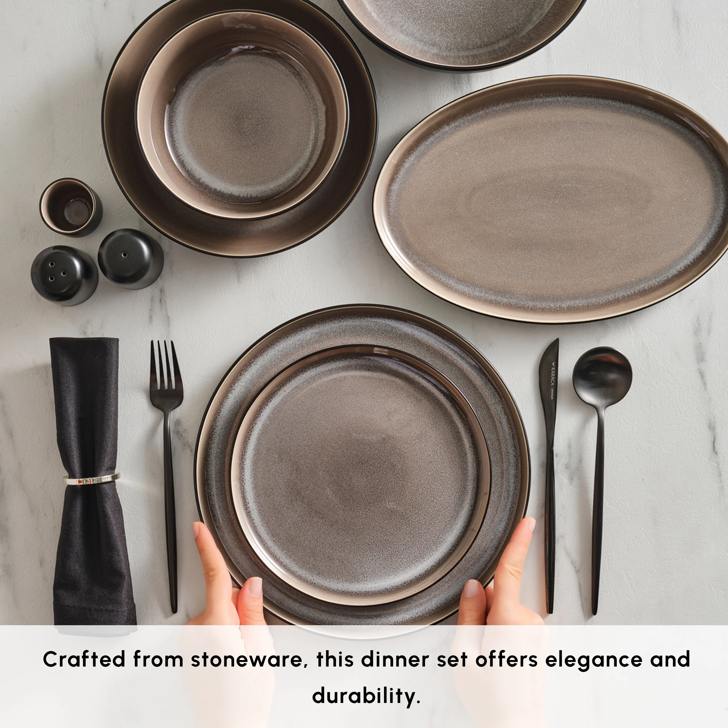 Karaca Earth Collection Mercure Reactive Glaze 59-Piece Dinner Set for 12 People, Multi - Image 4