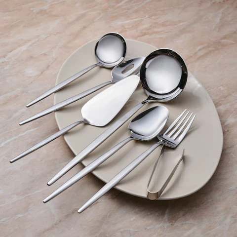 Karaca Moongate 7-Piece Stainless Steel Serving Set, Silver - Image 3