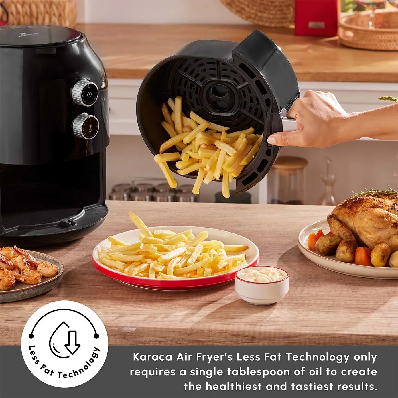 Karaca Multifry Single Pan Air Fryer, 3.5L, 1300W, Black - Image 4