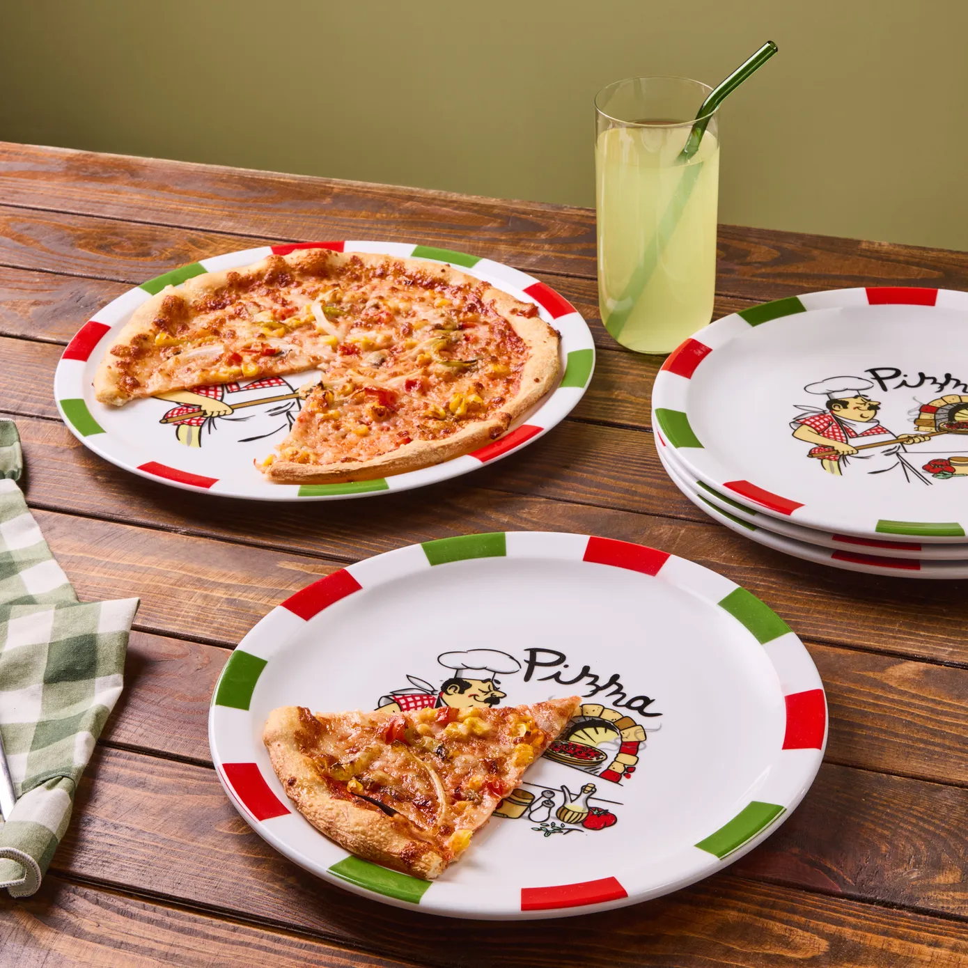 Karaca Napoly 5-Piece Porcelain Pizza Set for 4 People, White Multi - Image 2