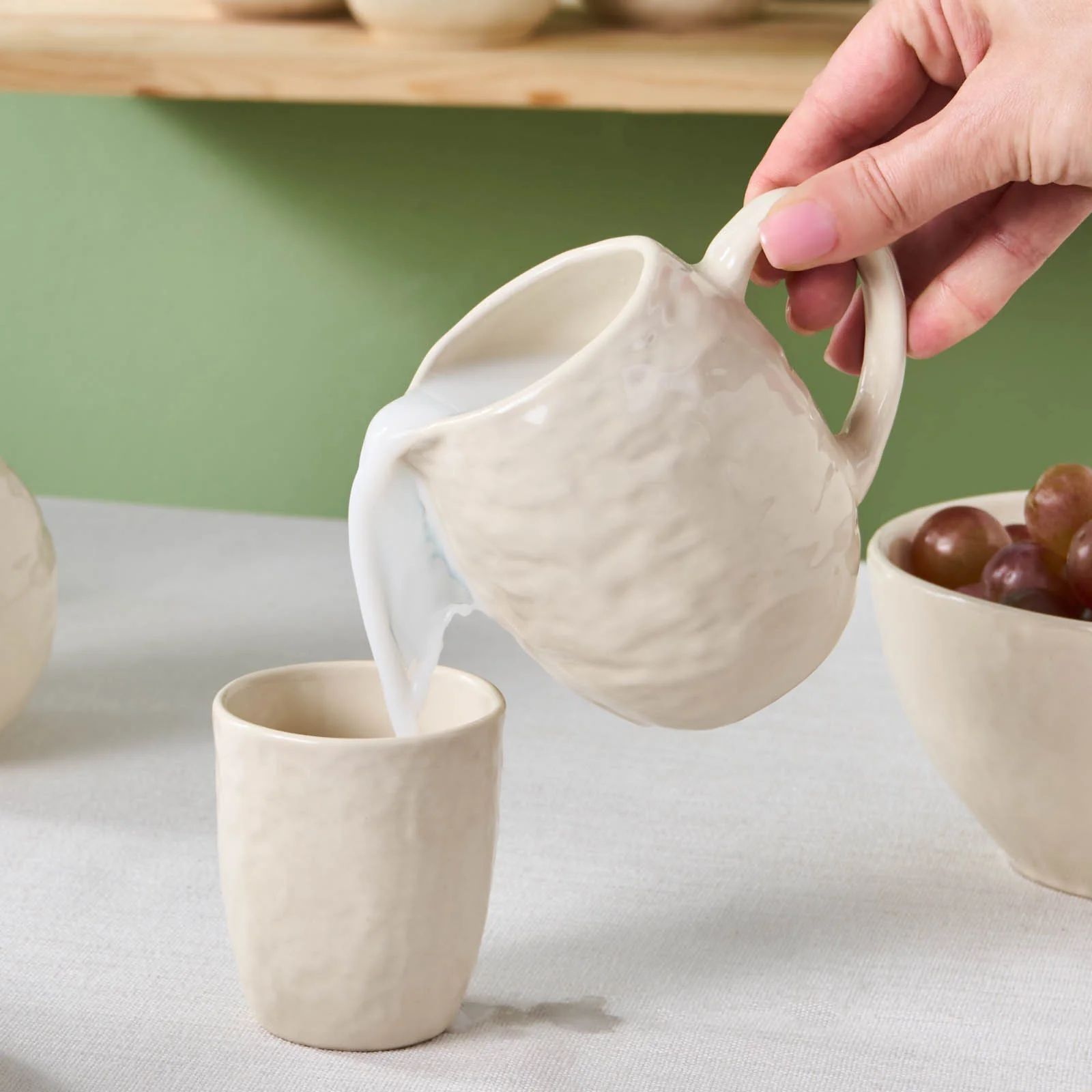 Karaca Nebula Stoneware Milk Jug, 300ml, Beige - Image 3