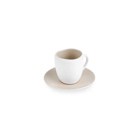 Karaca Earth Collection New Cupid Reactive Glaze Espresso Turkish Coffee Cup Set, 90ml, Single Person, Beige White - Image 2