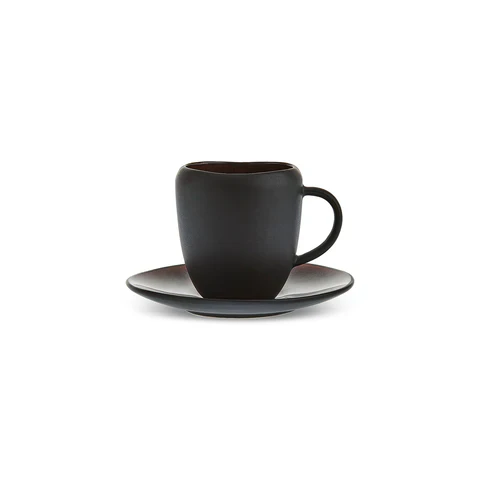 Karaca Earth Collection New Galactic 2-Piece Reactive Glaze Espresso Turkish Coffee Cup Set, 100ml, Single Person, Black