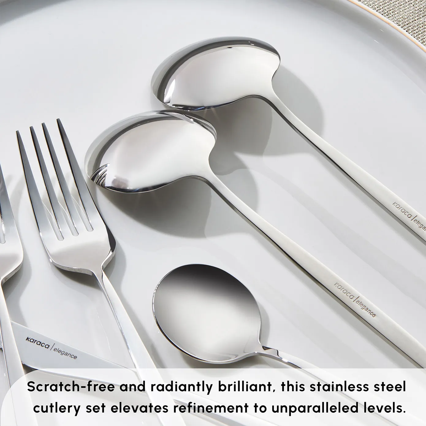 Karaca New Porto 60-Piece Stainless Steel Cutlery Set for 12 People, Platinum - Image 8
