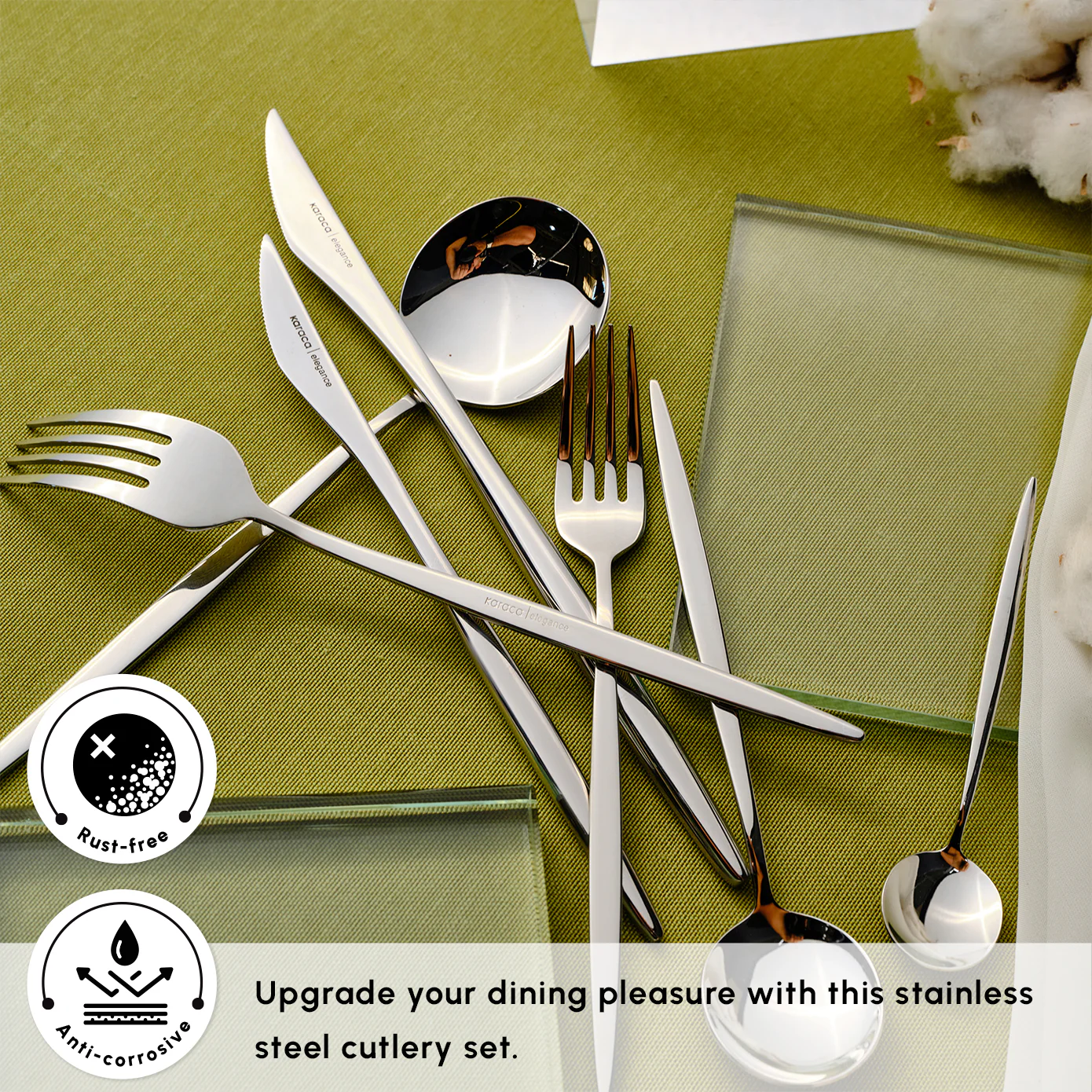 Karaca New Porto Elegance 84-Piece Stainless Steel Cutlery Set for 12 People, Silver - Image 4