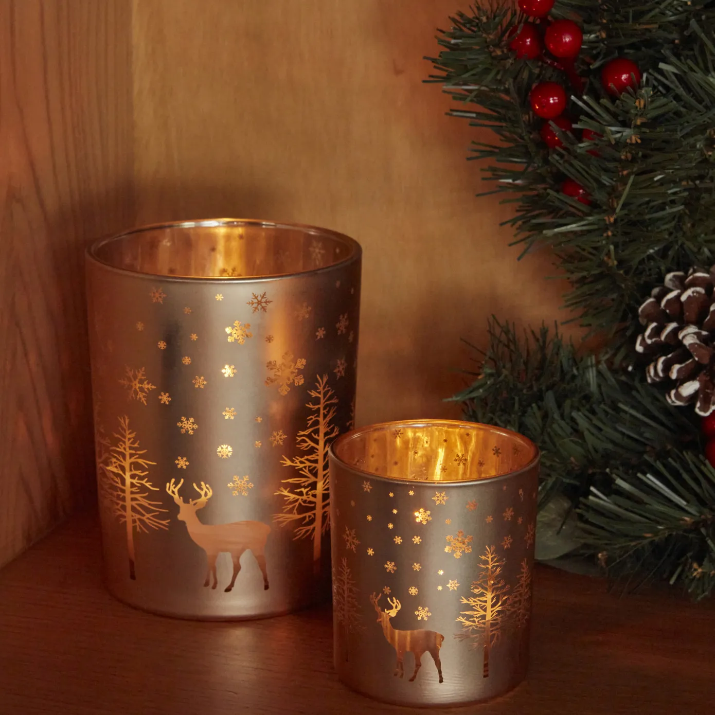 Karaca New Year Christmas Helena Glass Candle Holder, 10cmx12.5cm, Gold - Image 2