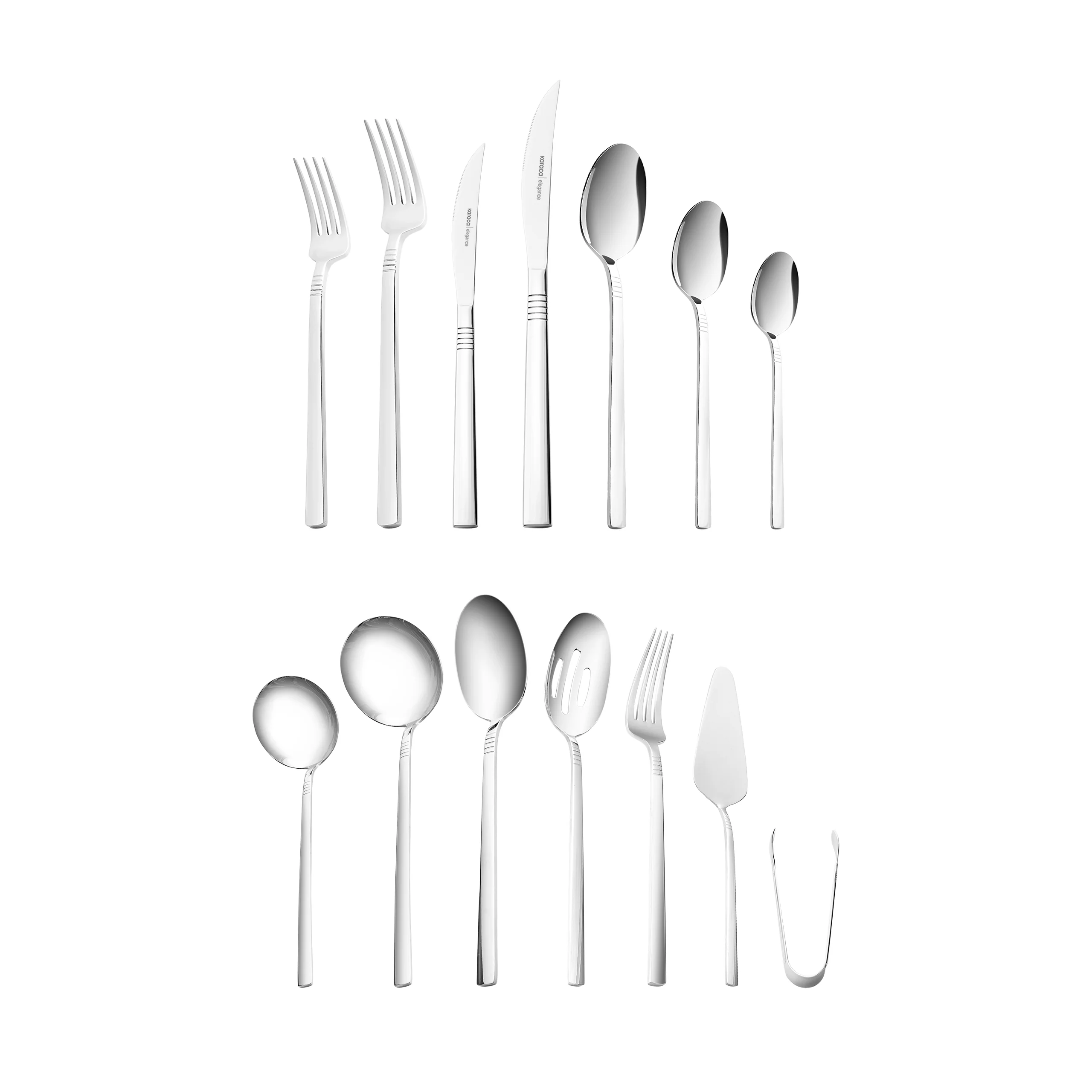 Karaca Nil 91-Piece Stainless Steel Cutlery Set for 12 People, with Serving Set, Silver - Image 11